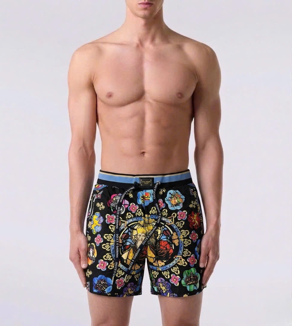 Quần short đùi gió hình Dolce Gabbana DG họa tiết King nhiều họa tiết tag vuông Like Auth 44-50 MK