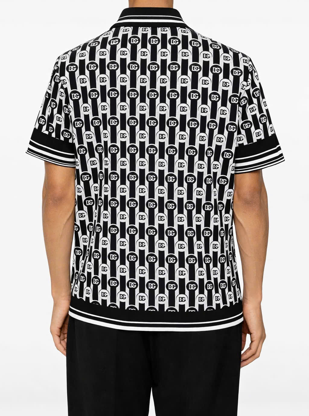 Áo polo Dolce Gabbana DG logo full kẻ sọc viền Đen Trắng Like Auth 44-50 CD