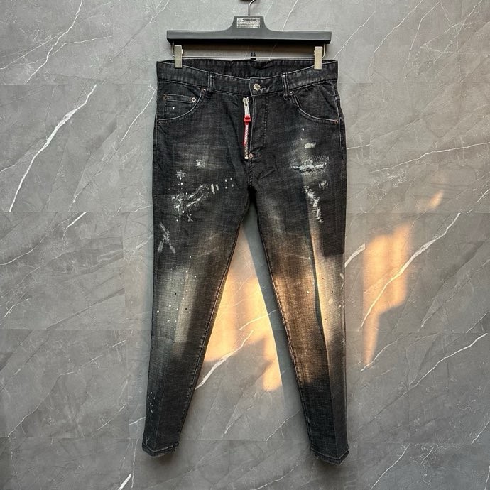 Quần Jean Dsquared2 DSQ2 Xám bạc rách mài vẩy sơn 4 khuy phối khóa zip lệch Like Auth on web VTN