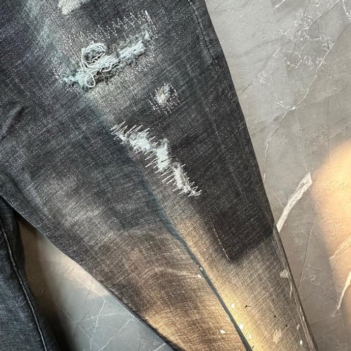 Quần Jean Dsquared2 DSQ2 Xám bạc rách mài vẩy sơn 4 khuy phối khóa zip lệch Like Auth on web VTN