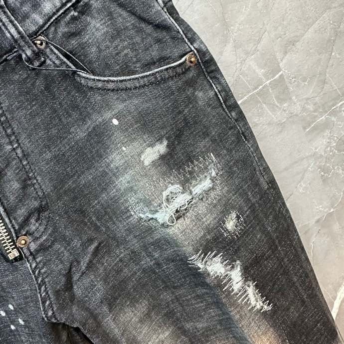Quần Jean Dsquared2 DSQ2 Xám bạc rách mài vẩy sơn 4 khuy phối khóa zip lệch Like Auth on web VTN