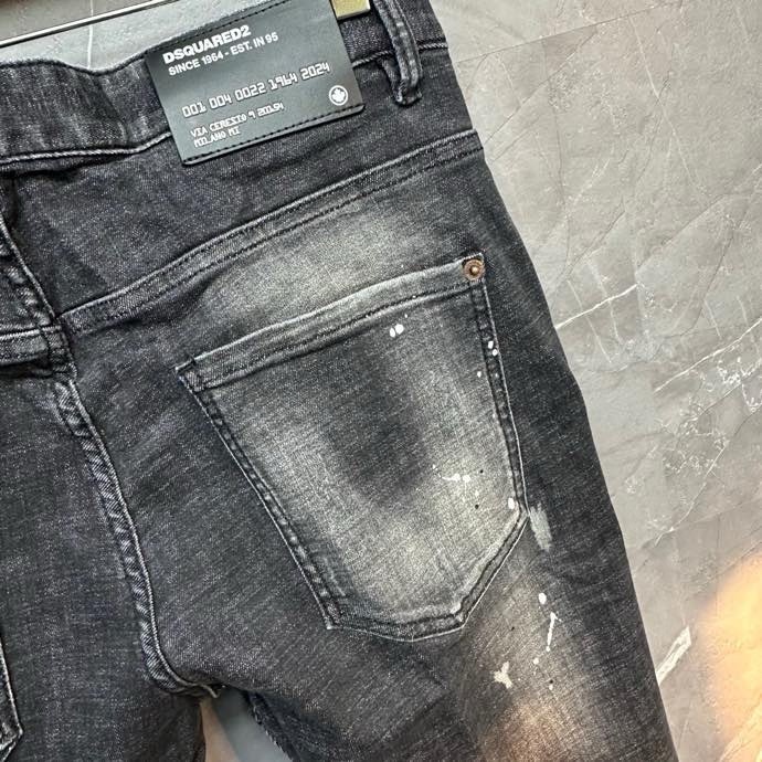 Quần Jean Dsquared2 DSQ2 Xám bạc rách mài vẩy sơn 4 khuy phối khóa zip lệch Like Auth on web VTN
