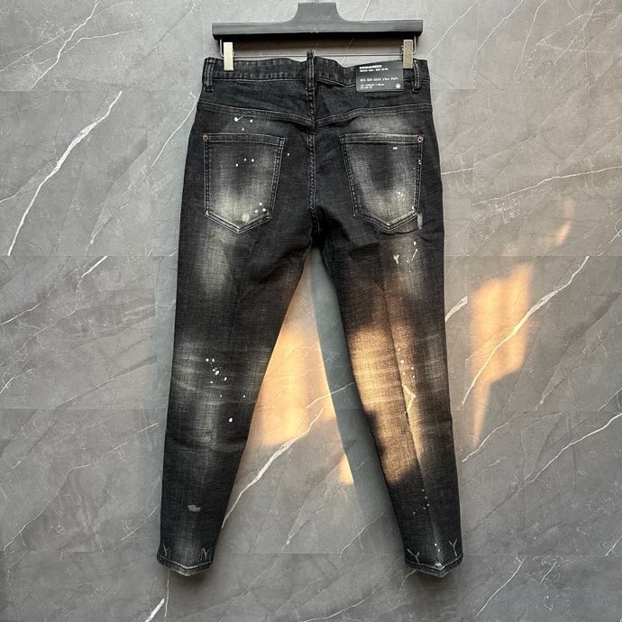 Quần Jean Dsquared2 DSQ2 Xám bạc rách mài vẩy sơn 4 khuy phối khóa zip lệch Like Auth on web VTN