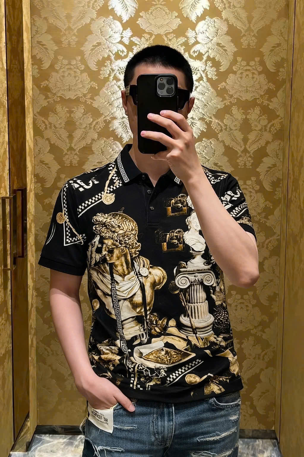 Áo polo Versace VS hình họa tiết tượng thần Apolo Like Auth 44-50 MK