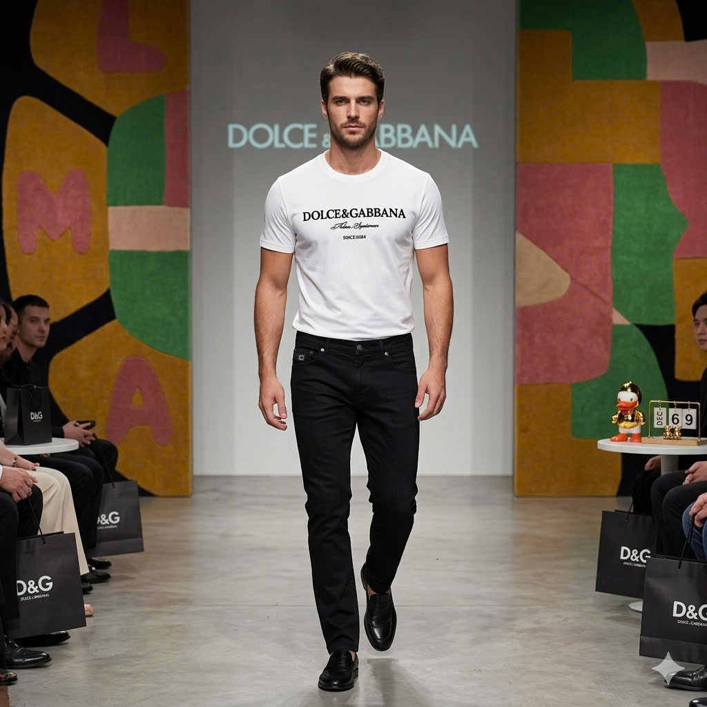 Áo phông T shirt Dolce Gabbana DG logo ngực Like Auth S-L MK\trắng