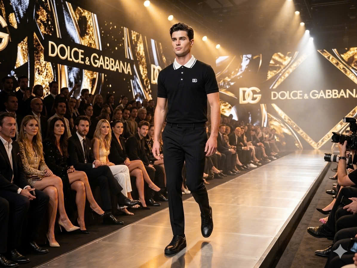 Áo polo Dolce Gabbana DG Đen cổ Trắng kẻ sọc viền logo thêu ngực Like Auth 48-52 MK