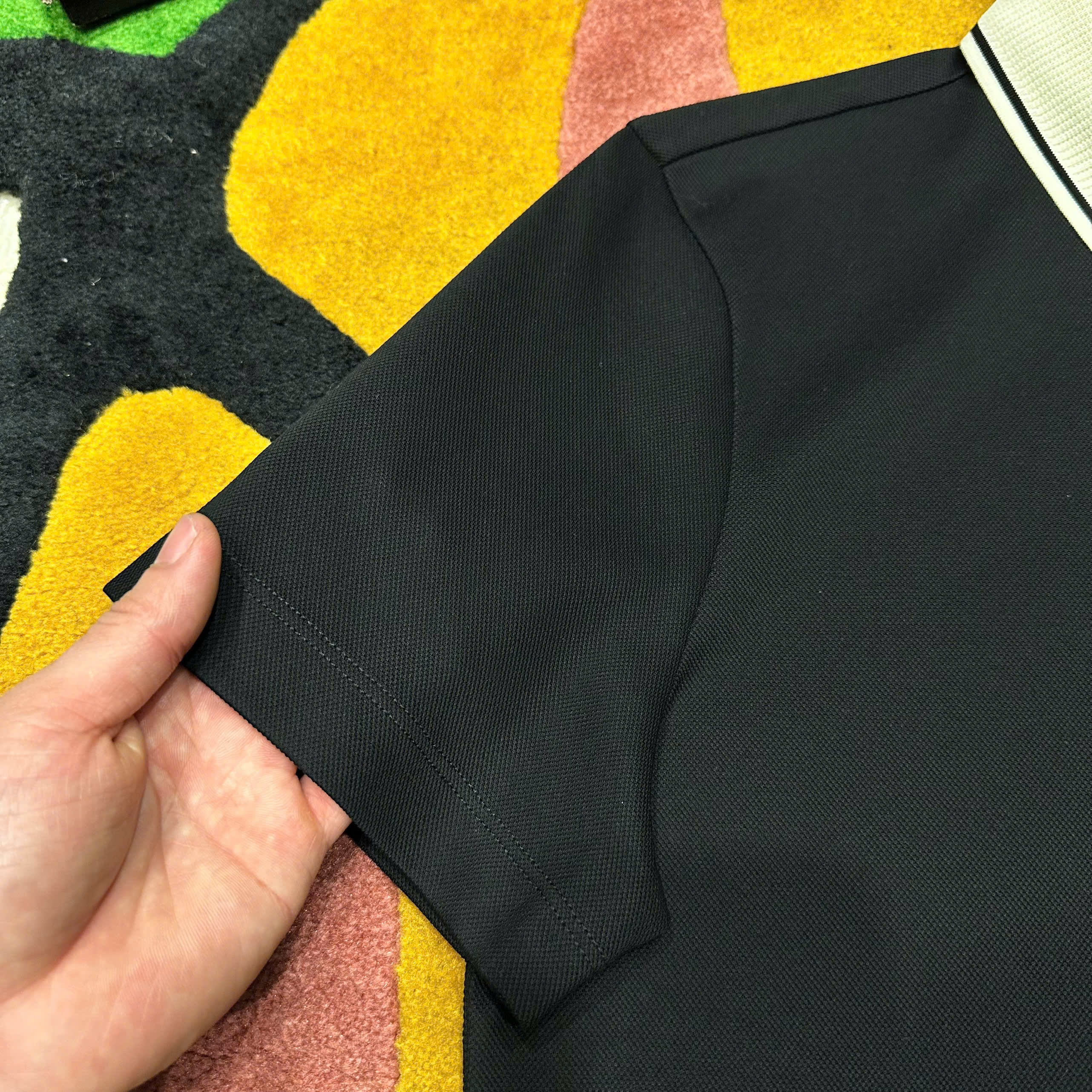 Áo polo Dolce Gabbana DG Đen cổ Trắng kẻ sọc viền logo thêu ngực Like Auth 48-52 MK