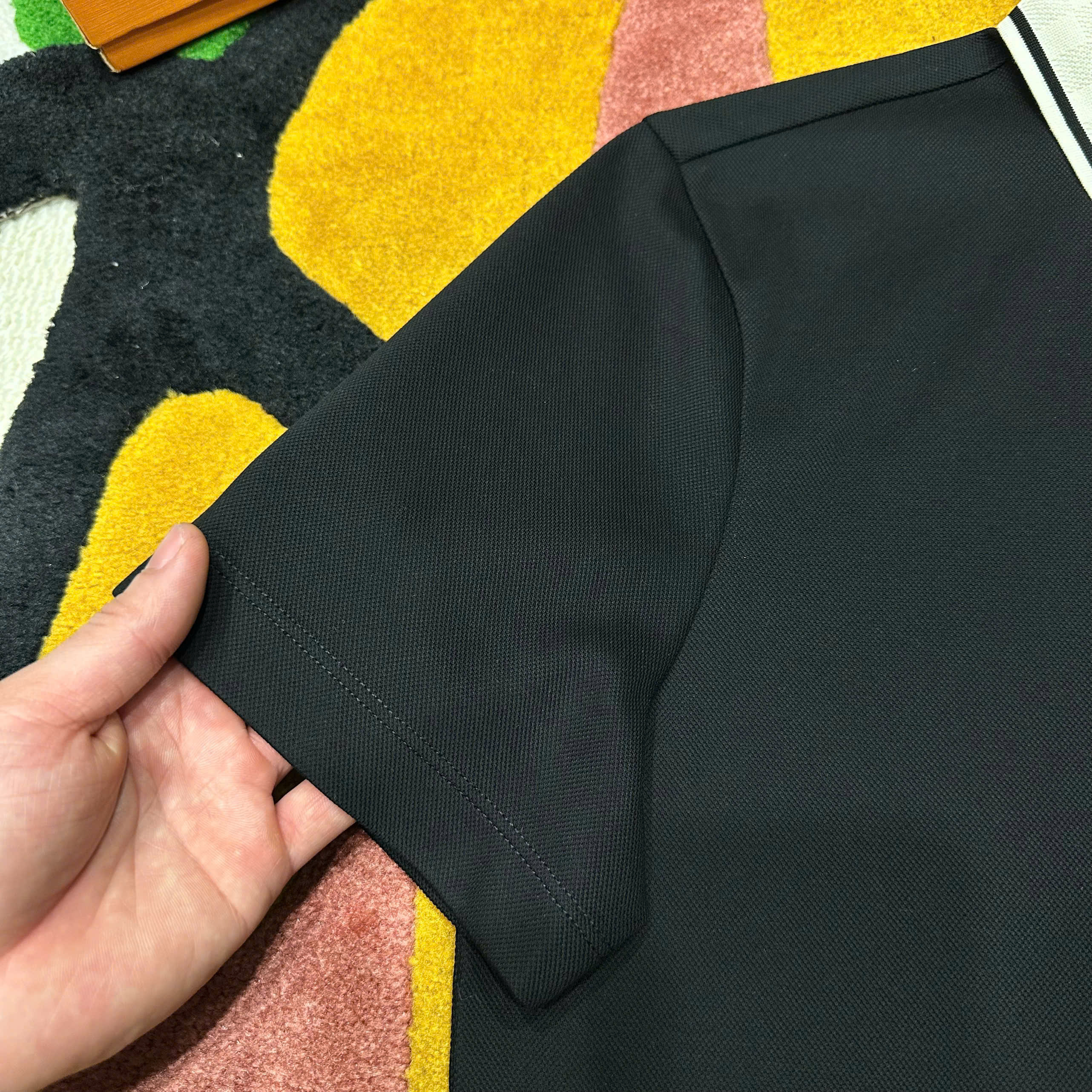 Áo polo Louis Vuitton LV check cổ caro logo thêu ngực Like Auth 48-52 MK\Đen