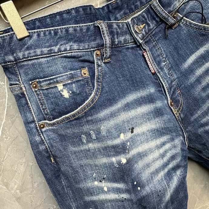 Quần Jean Dsquared2 DSQ2 Xanh rách vá wash Đen vẩy sơn 4 khuy Like Auth on web VTN