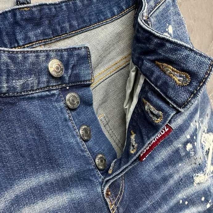 Quần Jean Dsquared2 DSQ2 Xanh rách vá wash Đen vẩy sơn 4 khuy Like Auth on web VTN