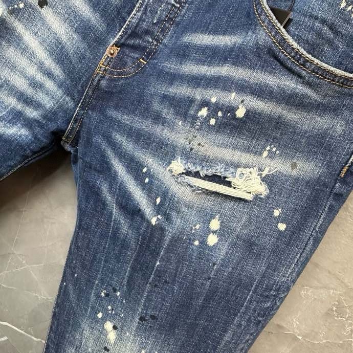 Quần Jean Dsquared2 DSQ2 Xanh rách vá wash Đen vẩy sơn 4 khuy Like Auth on web VTN