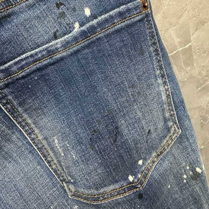 Quần Jean Dsquared2 DSQ2 Xanh rách vá wash Đen vẩy sơn 4 khuy Like Auth on web VTN