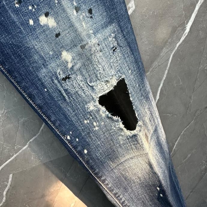 Quần Jean Dsquared2 DSQ2 Xanh rách vá wash Đen vẩy sơn 4 khuy Like Auth on web VTN