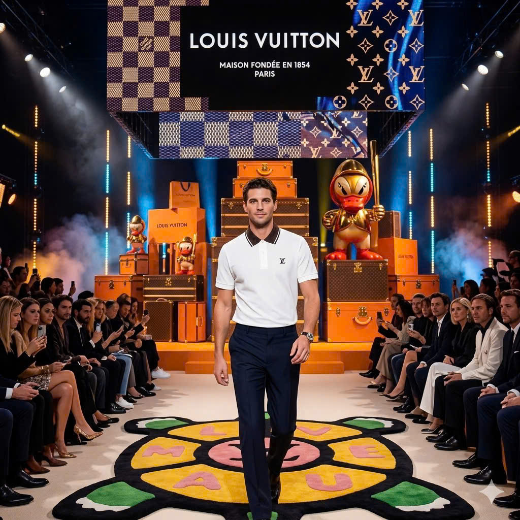 Áo polo Louis Vuitton LV check cổ caro logo thêu ngực Like Auth 48-52 MK\trắng