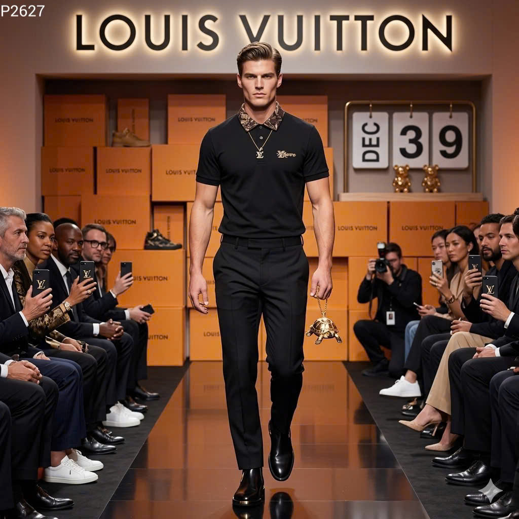 Áo polo Louis Vuitton LV check cổ hoa logo thêu ngực Like Auth S-XL MK