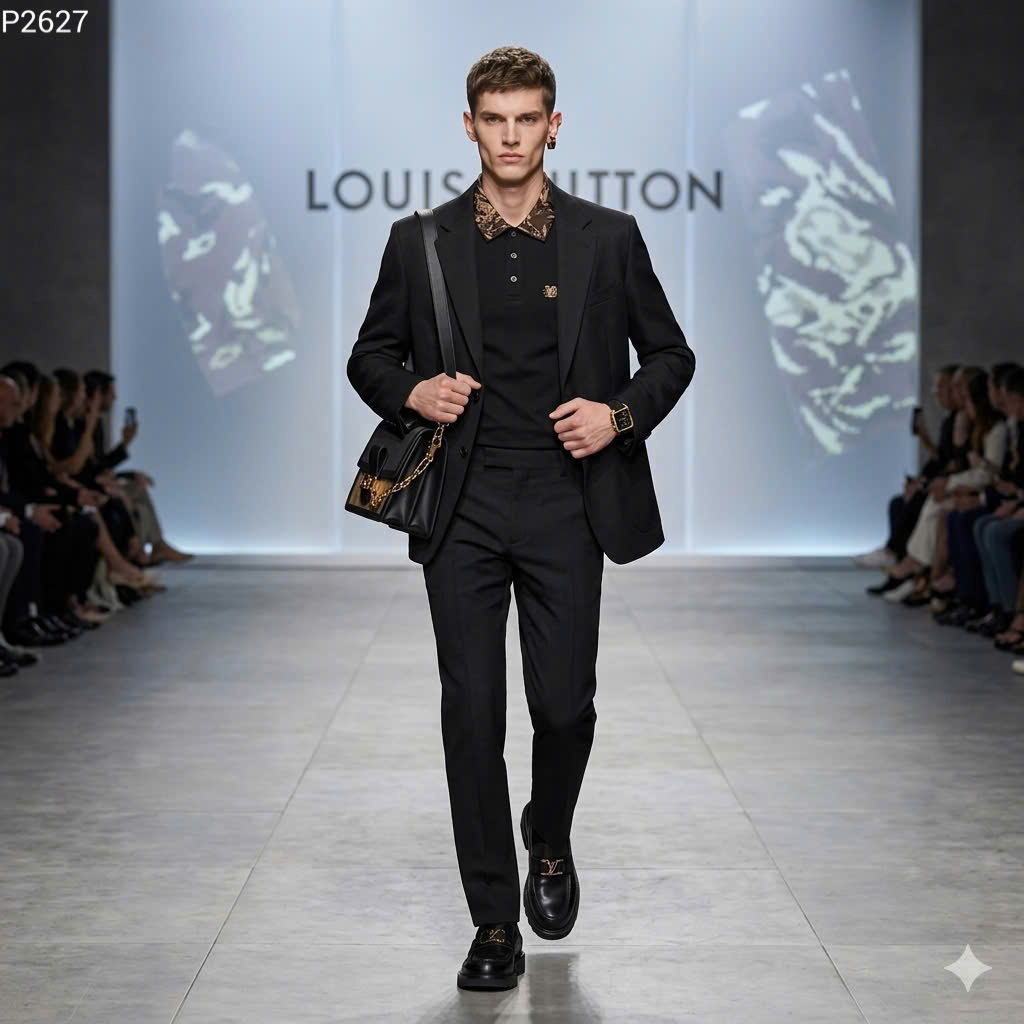 Áo polo Louis Vuitton LV check cổ hoa logo thêu ngực Like Auth S-XL MK