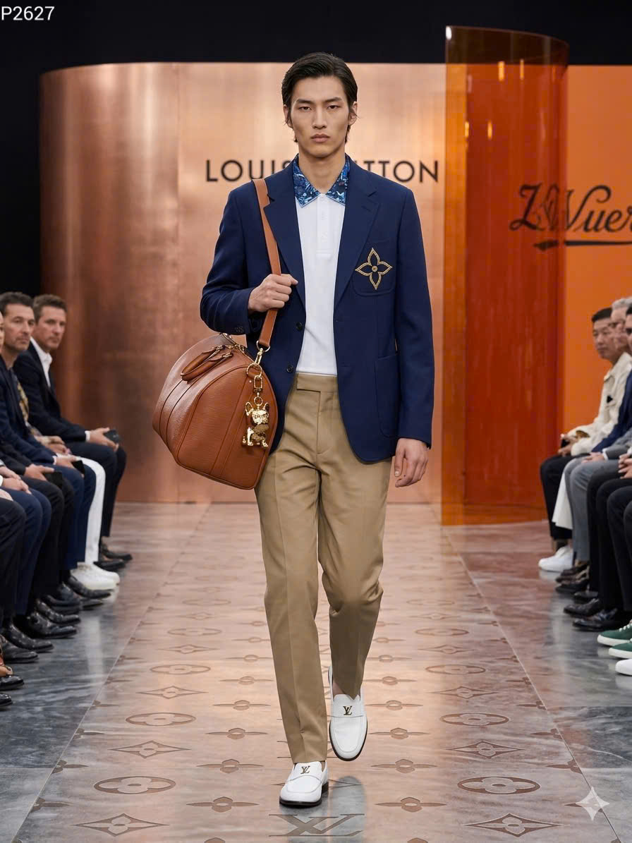 Áo polo Louis Vuitton LV check cổ hoa logo thêu ngực Like Auth S-XL MK