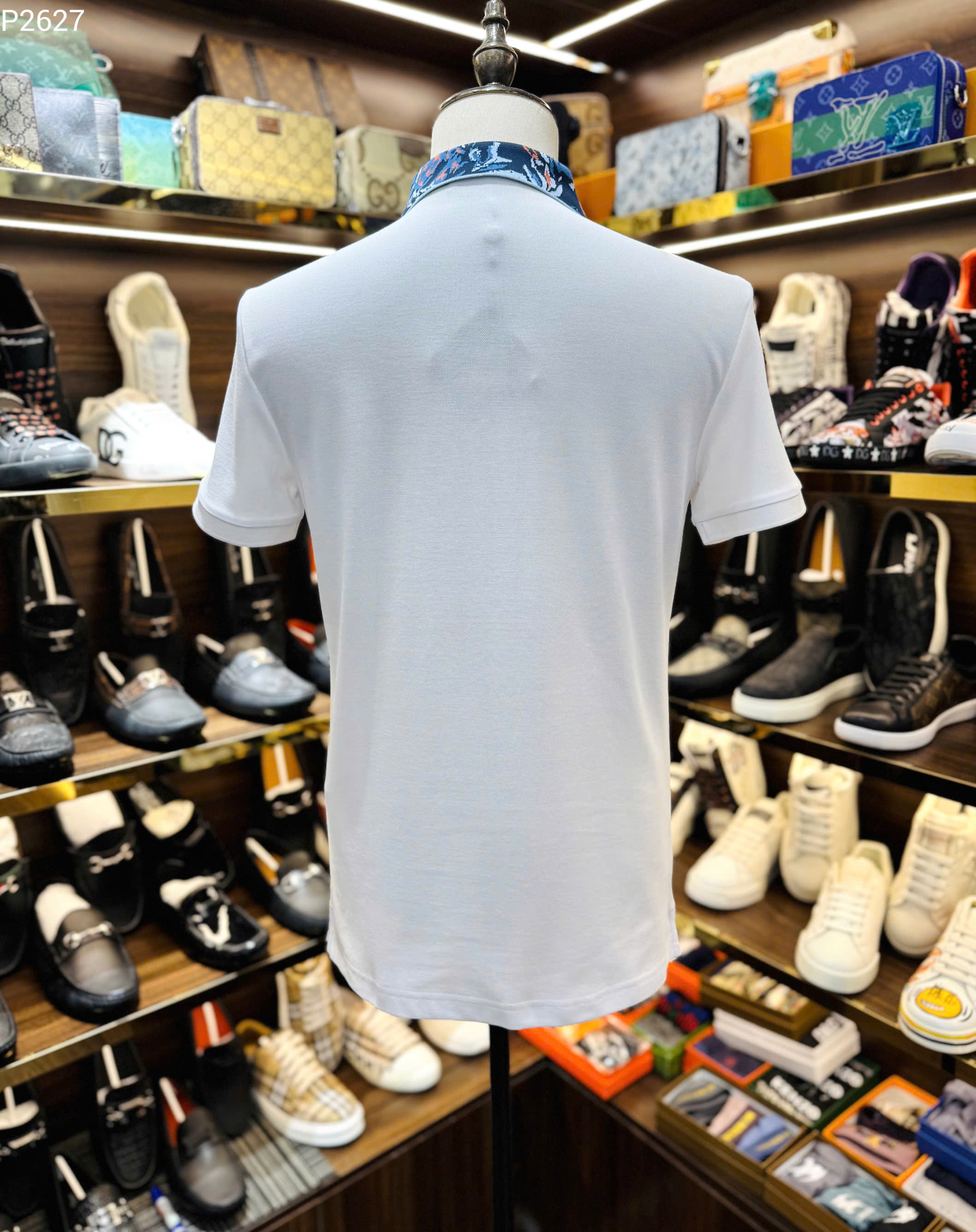 Áo polo Louis Vuitton LV check cổ hoa logo thêu ngực Like Auth S-XL MK