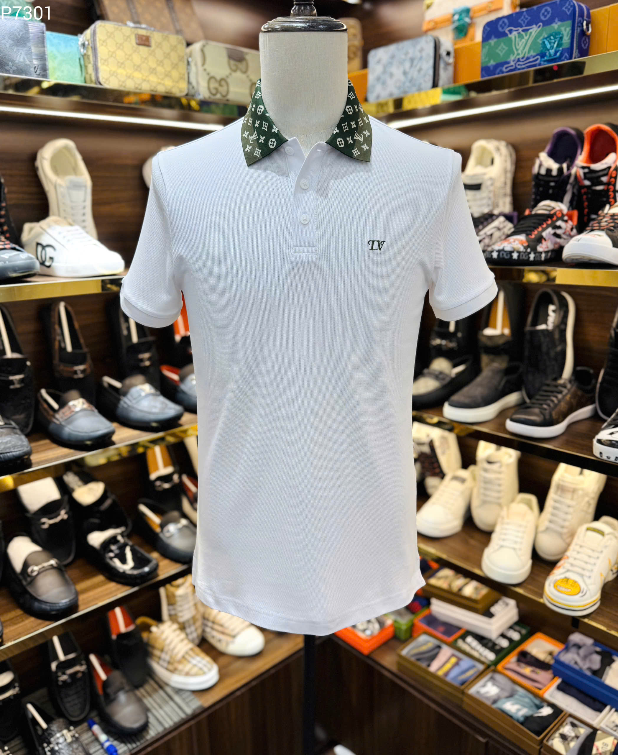 Áo polo Louis Vuitton LV check cổ monogram logo thêu ngực Like Auth S-XL MK