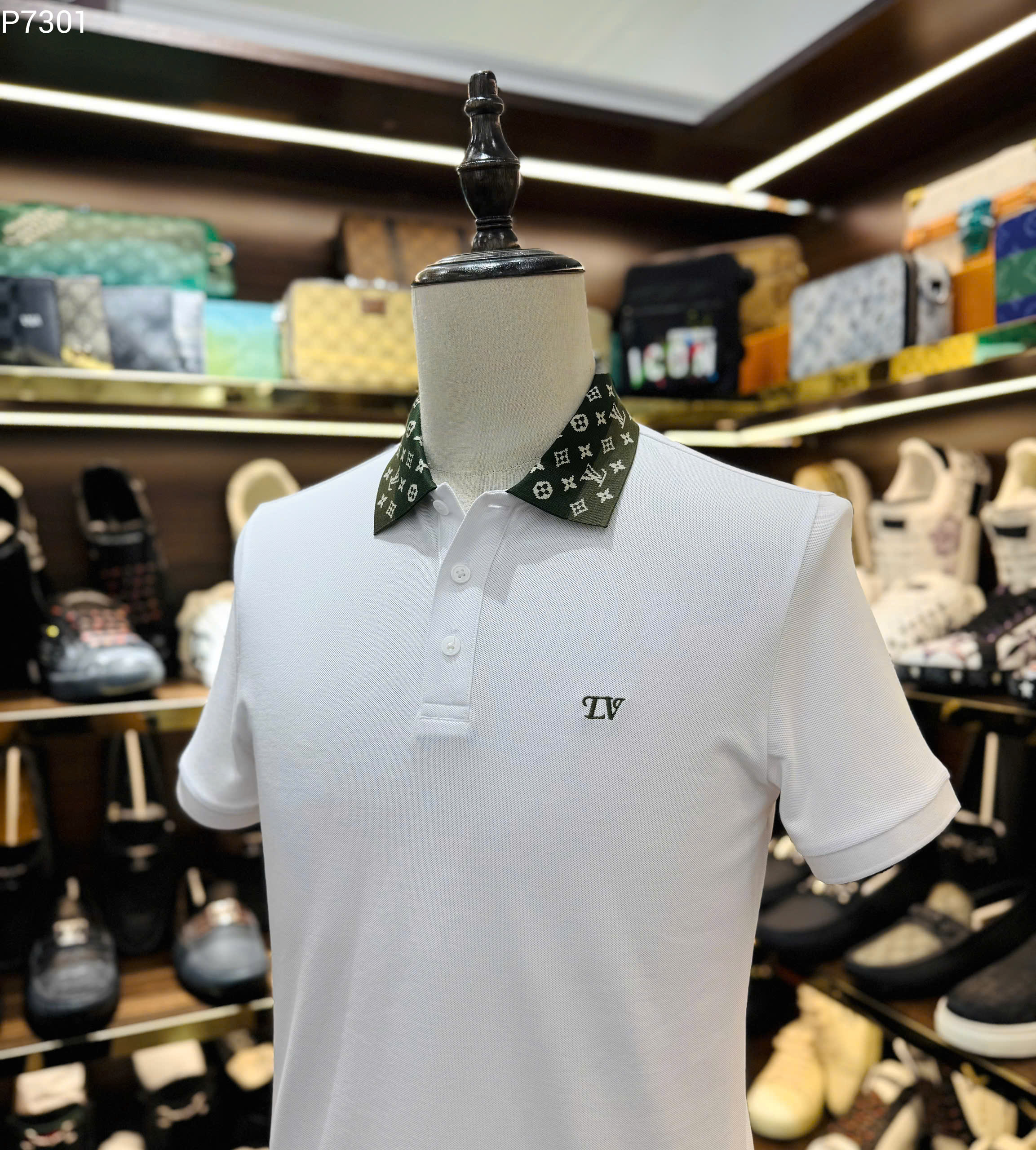 Áo polo Louis Vuitton LV check cổ monogram logo thêu ngực Like Auth S-XL MK