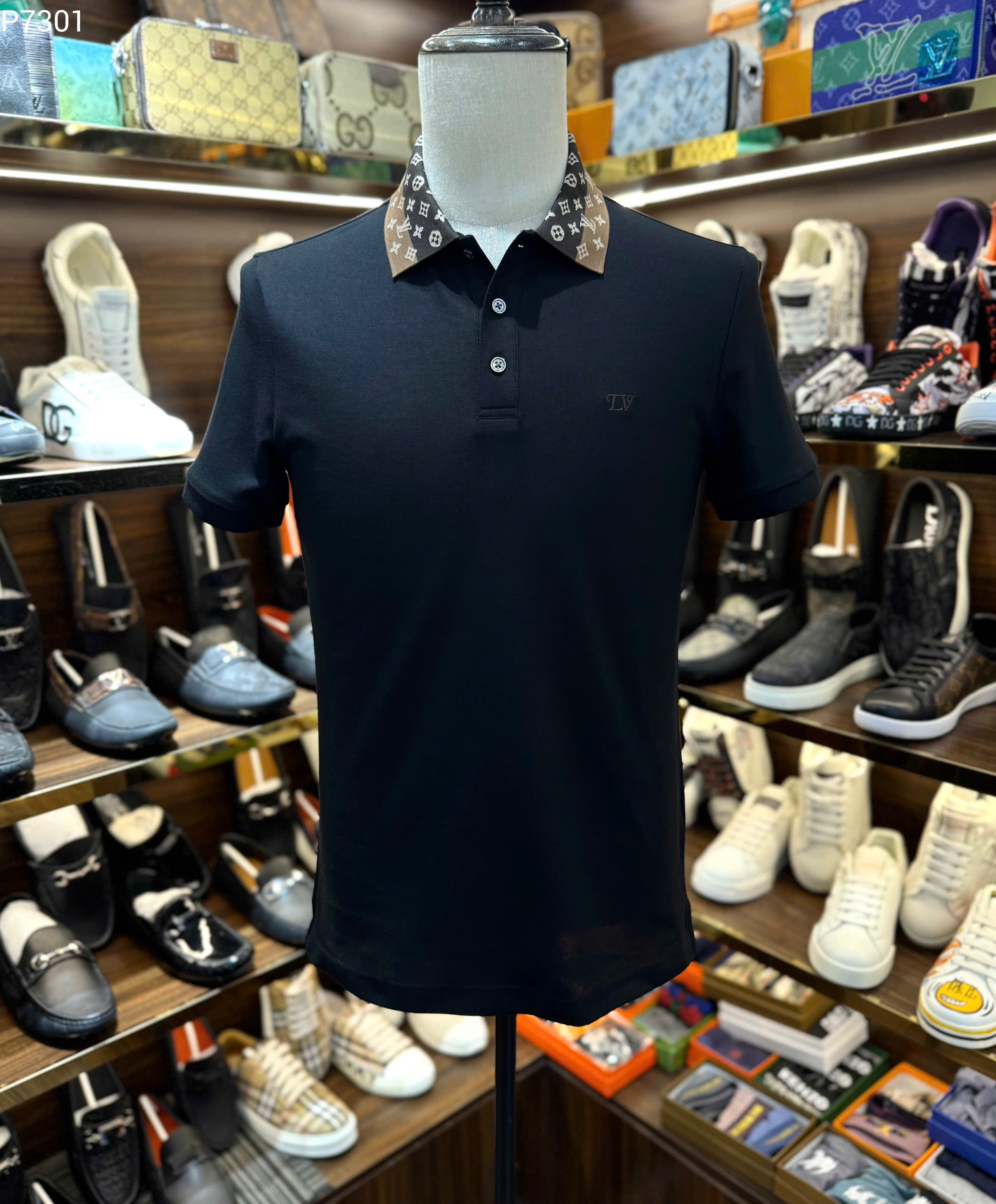 Áo polo Louis Vuitton LV check cổ monogram logo thêu ngực Like Auth S-XL MK