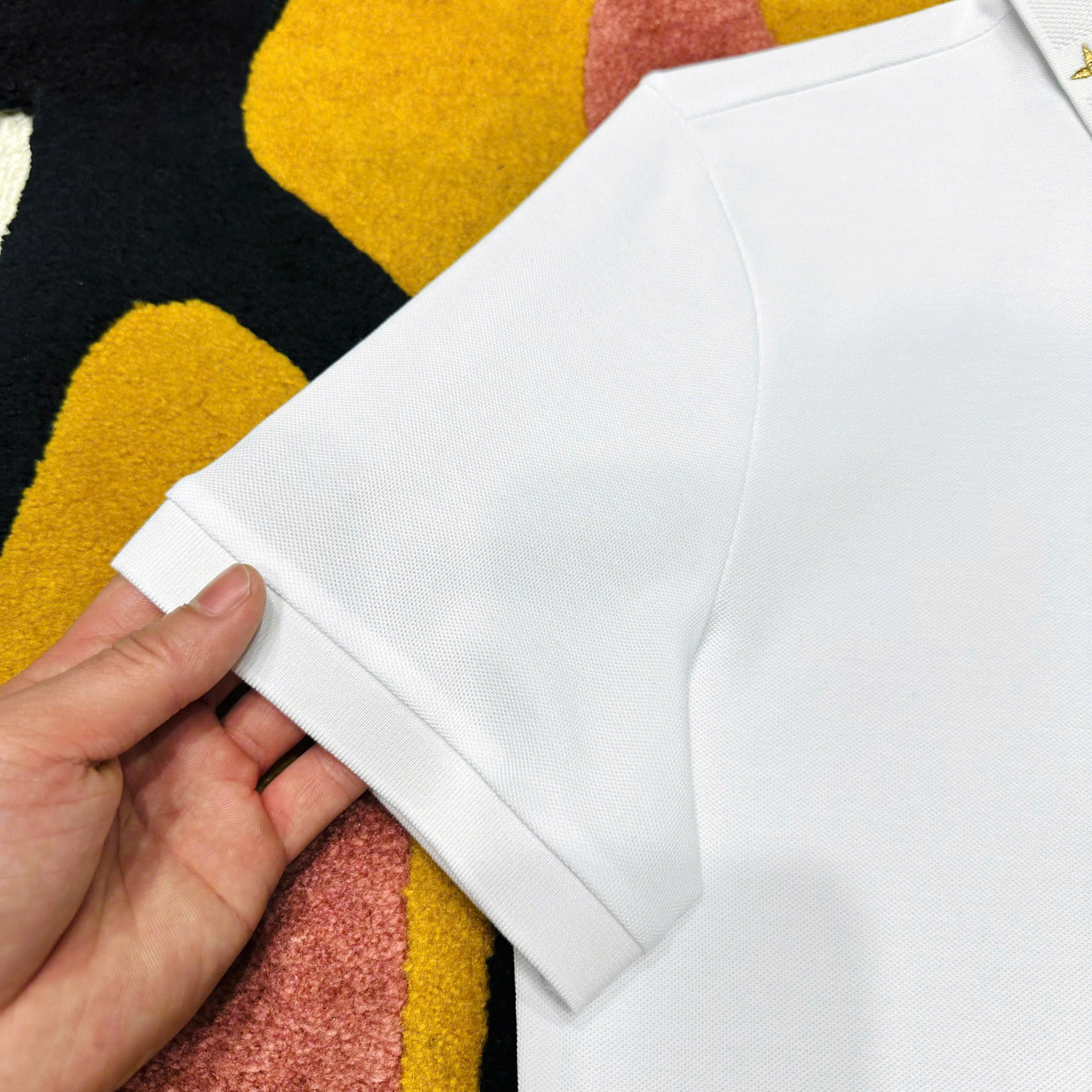 Áo polo Louis Vuitton LV logo thêu cổ Hoa và Vương Miện Like Auth S-XL MK\Trắng