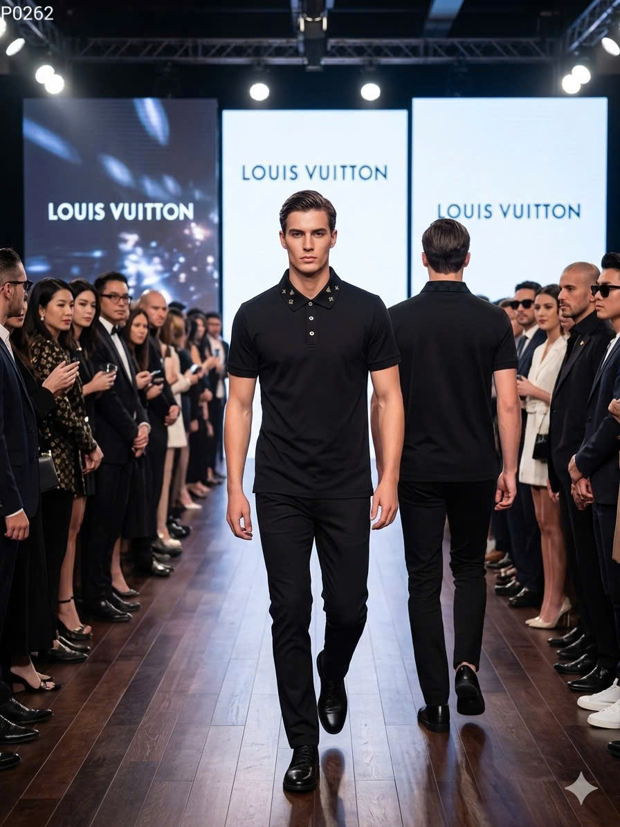 Áo polo Louis Vuitton LV logo thêu cổ Hoa và Vương Miện Like Auth S-XL MK\trắng