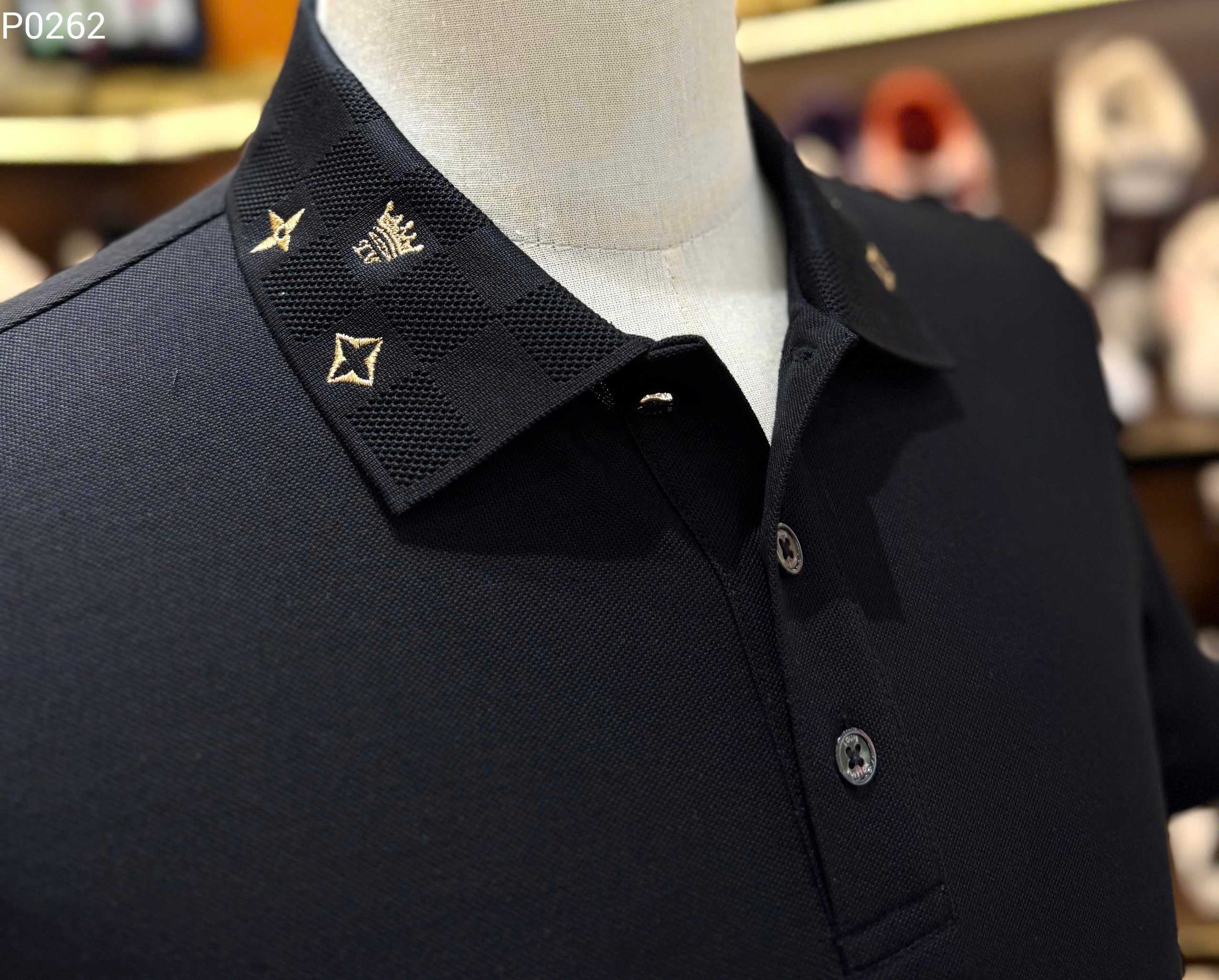 Áo polo Louis Vuitton LV logo thêu cổ Hoa và Vương Miện Like Auth S-XL MK\trắng