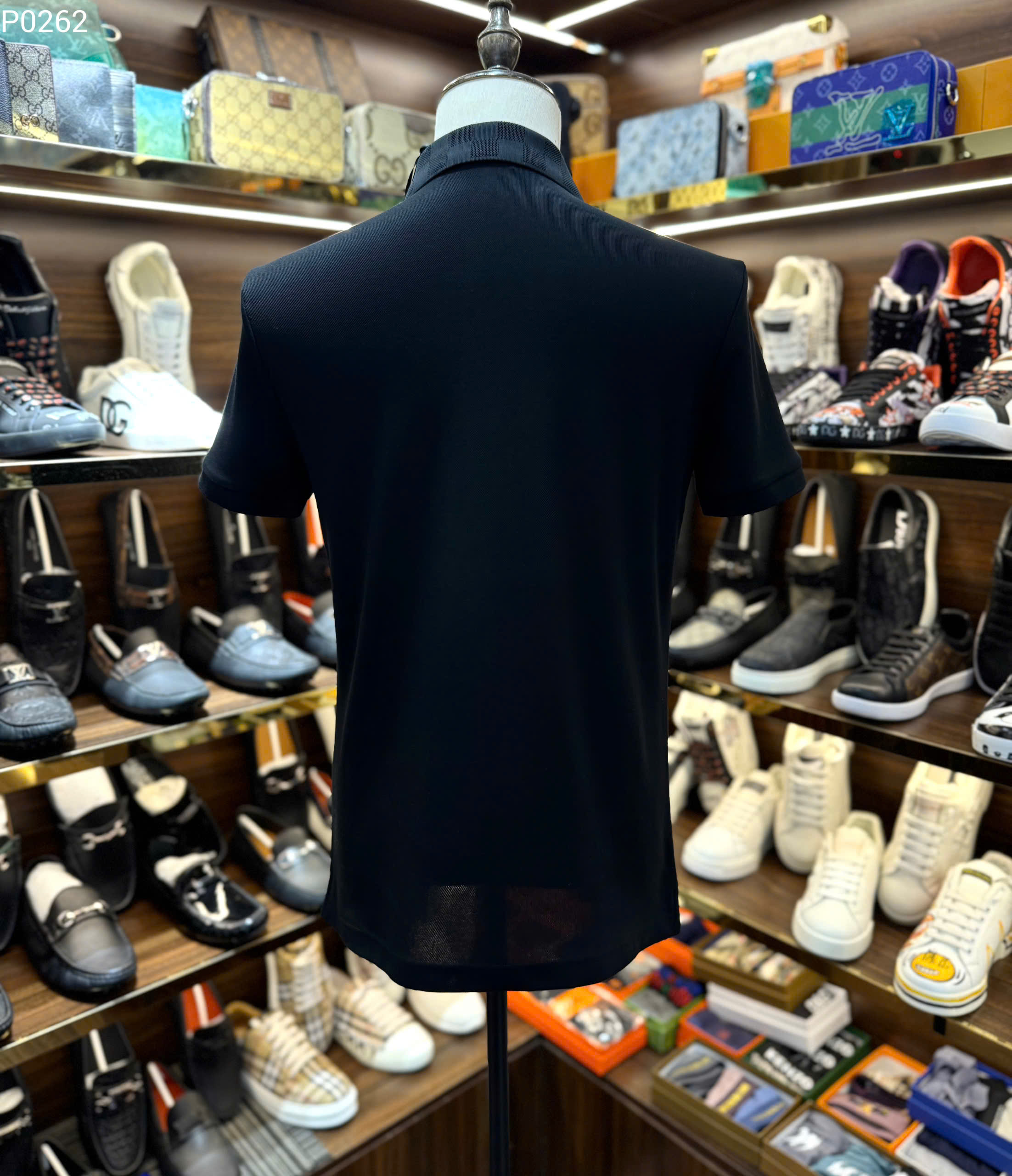 Áo polo Louis Vuitton LV logo thêu cổ Hoa và Vương Miện Like Auth S-XL MK\trắng