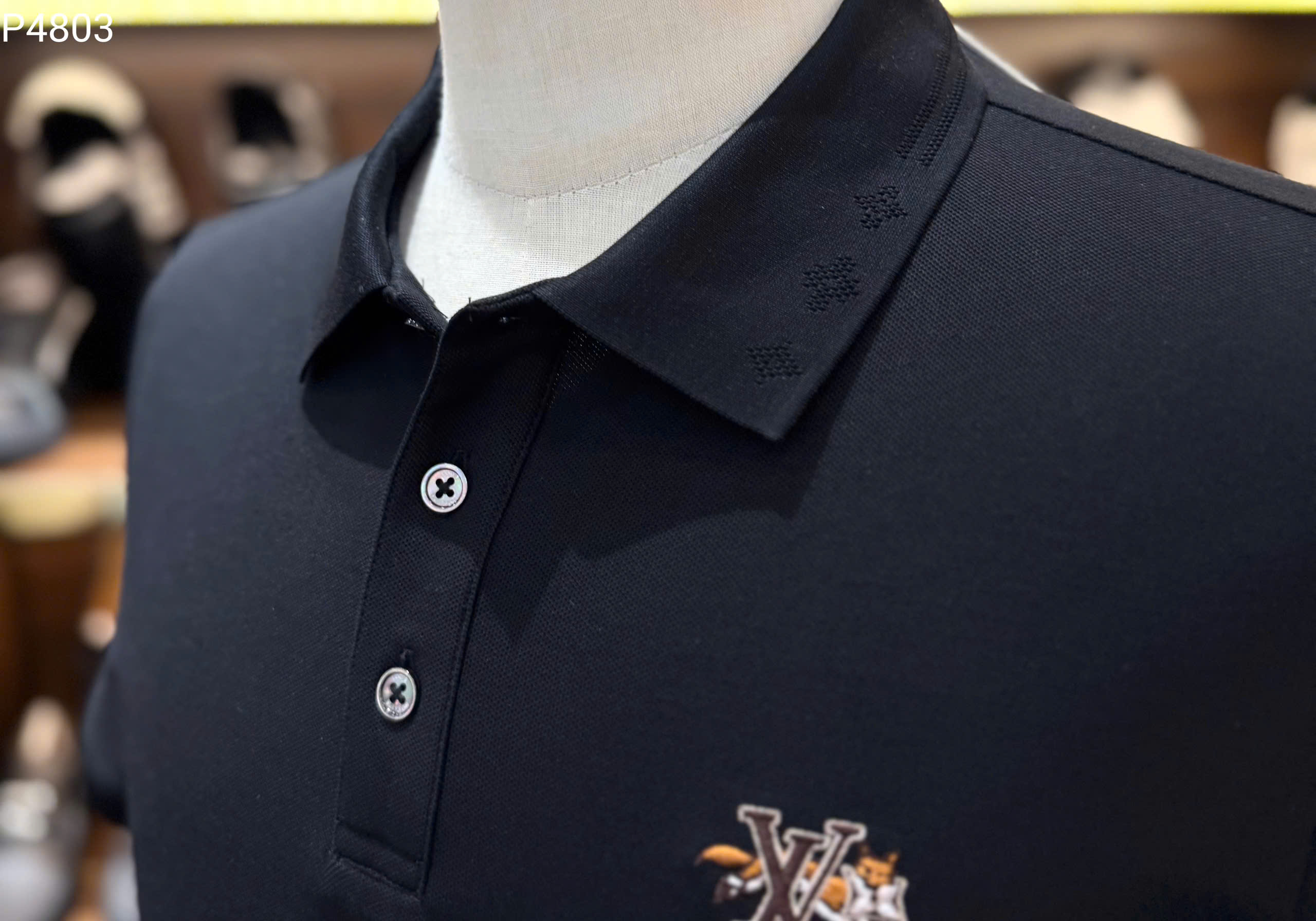 Áo polo Louis Vuitton LV thêu viền tay logo thêu ngực hình Cáo Like Auth S-XL MK