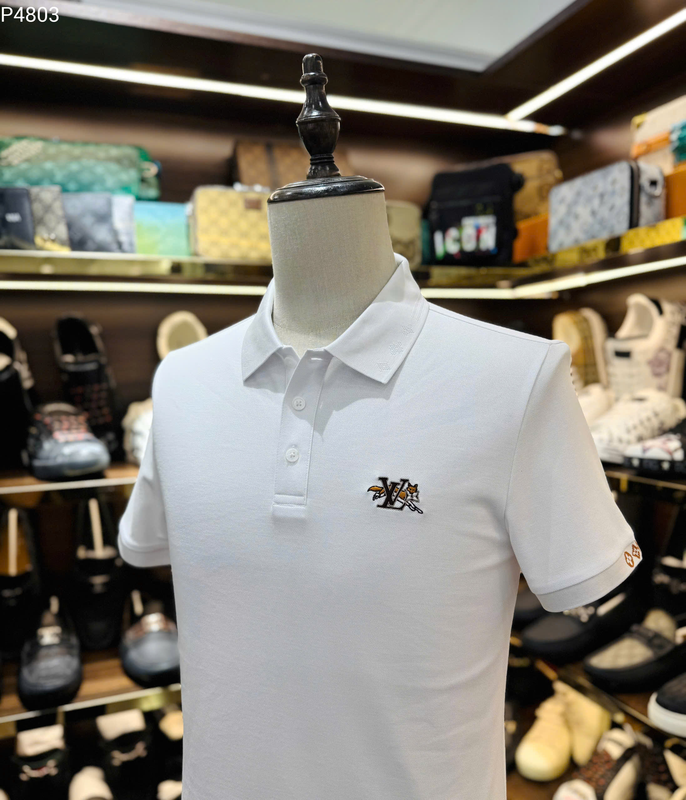 Áo polo Louis Vuitton LV thêu viền tay logo thêu ngực hình Cáo Like Auth S-XL MK