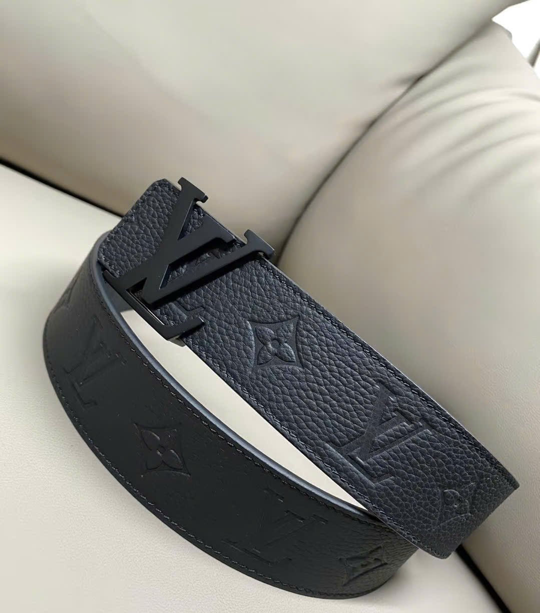 Thắt lưng dây nịt Louis Vuitton LV mặt Đen hoa dập monogram Like Auth 85-110 DDT