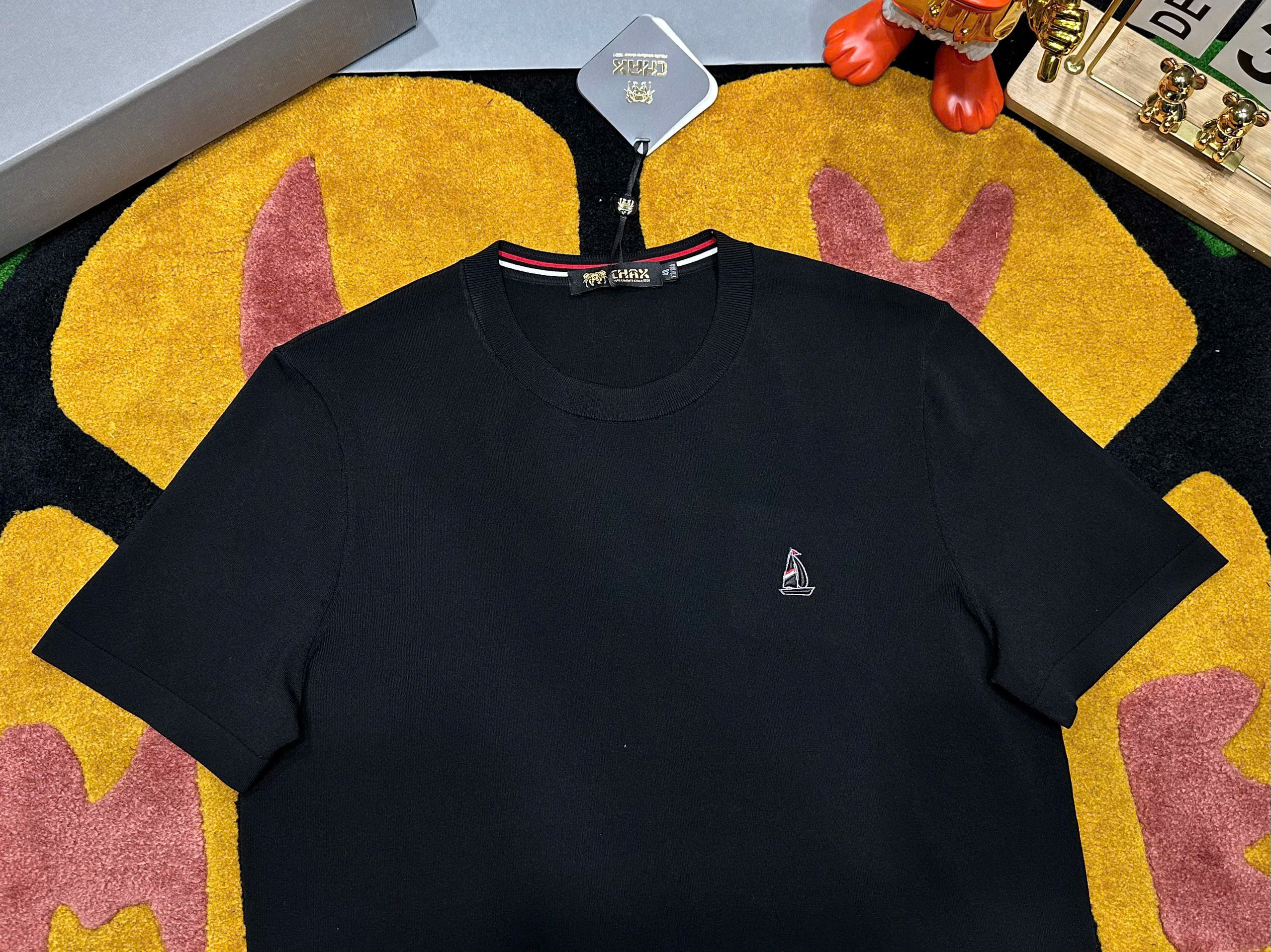 Áo phông T shirt Thombrowne kẻ sọc chéo sườn logo thêu ngực con thuyền Like Auth 48-52 MK\Đen