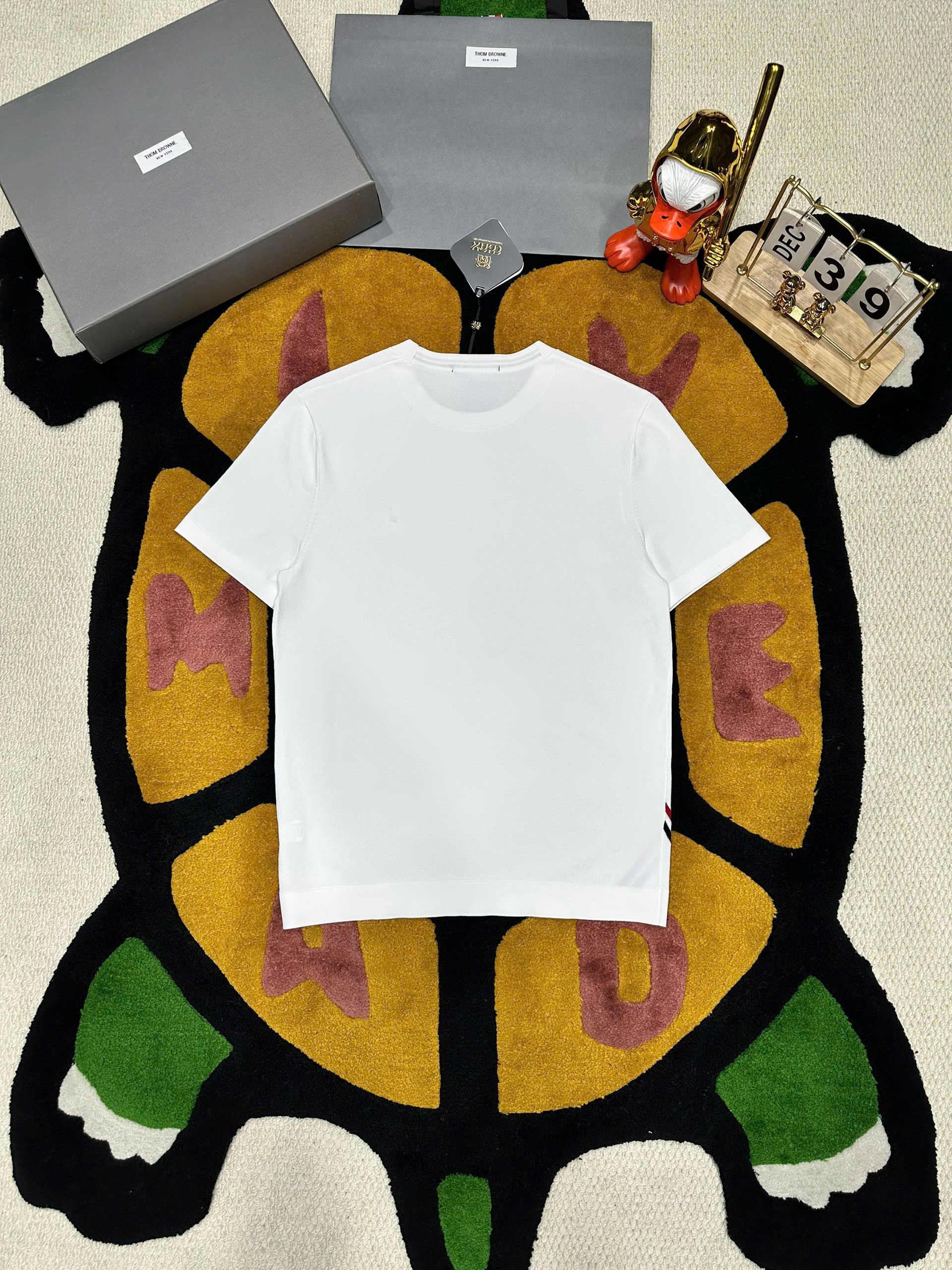 Áo phông T shirt Thombrowne kẻ sọc chéo sườn logo thêu ngực con thuyền Like Auth 48-52 MK\TRẮNG