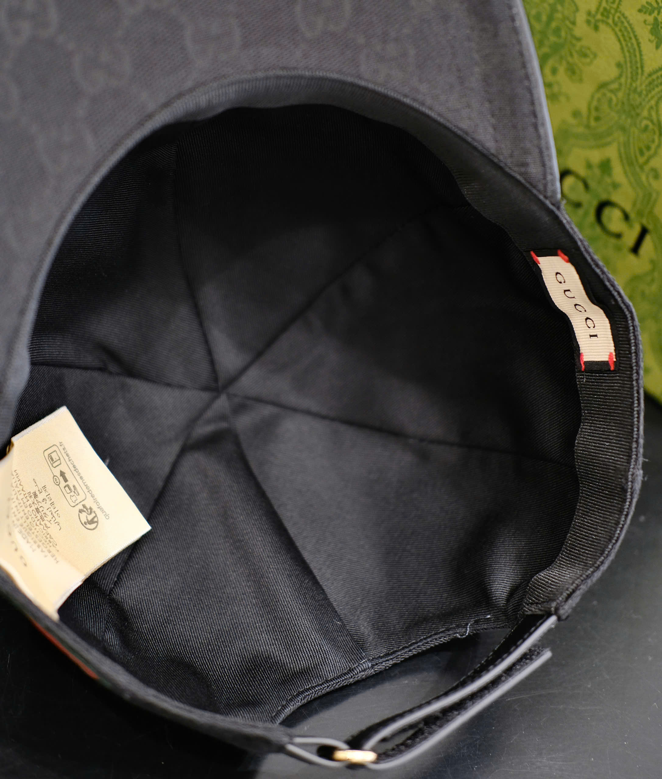 Mũ lưỡi trai nón kết Gucci GC Đen classic tag kẻ sọc Xanh Đỏ Like Auth DDT