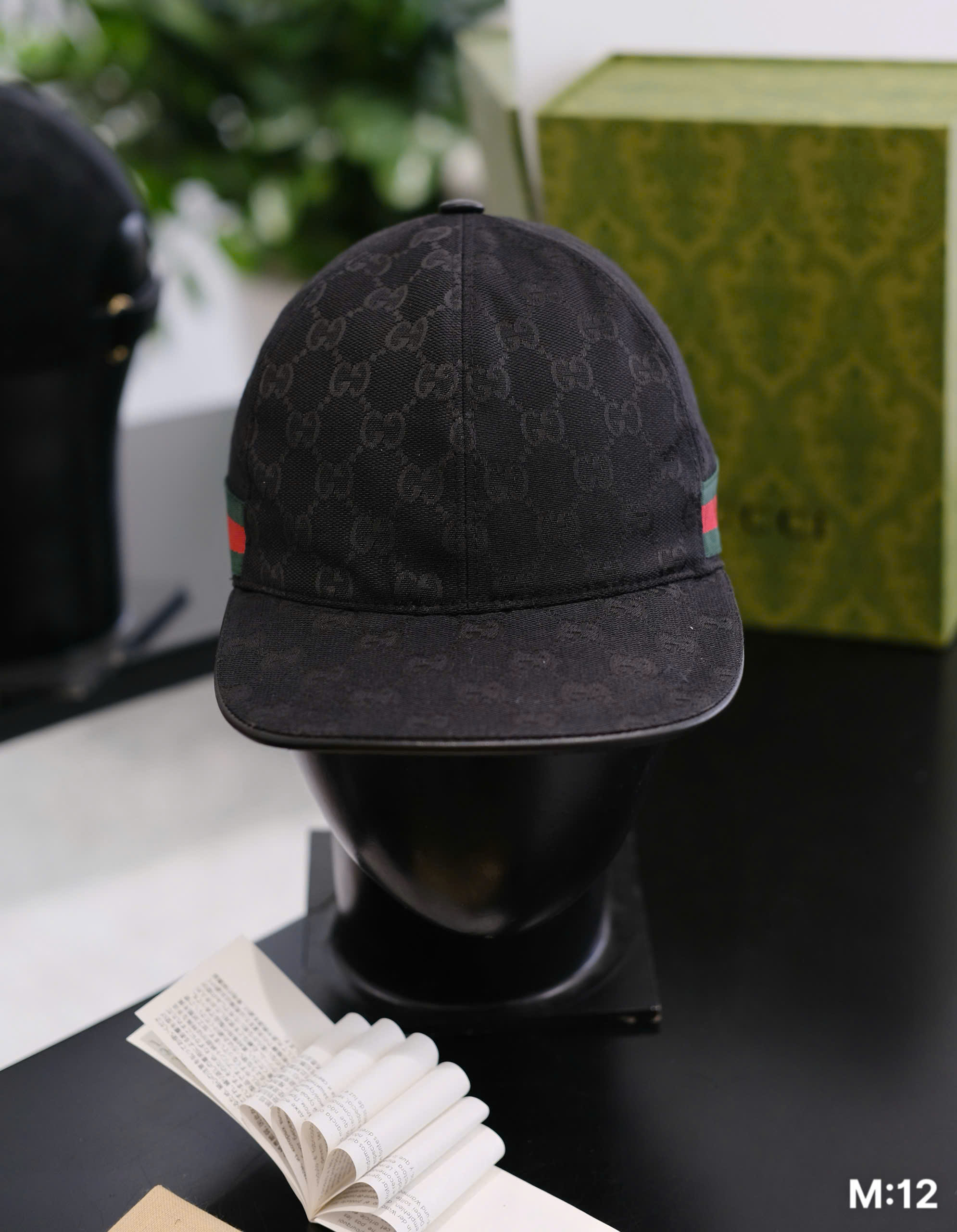 Mũ lưỡi trai nón kết Gucci GC Đen classic tag kẻ sọc Xanh Đỏ Like Auth DDT