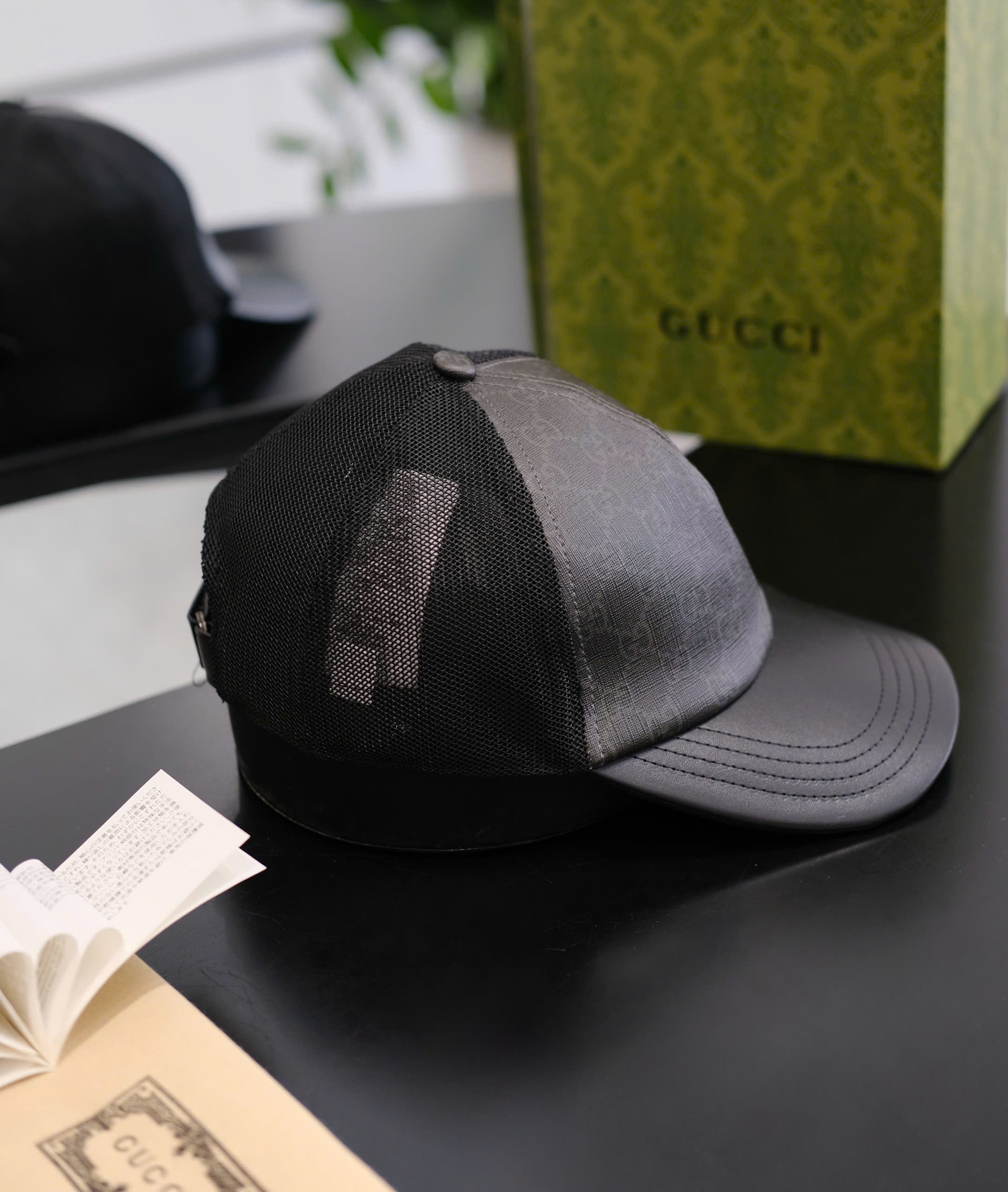 Mũ lưỡi trai nón kết Gucci GC Đen Xám logo vân mix lưới Like Auth DDT
