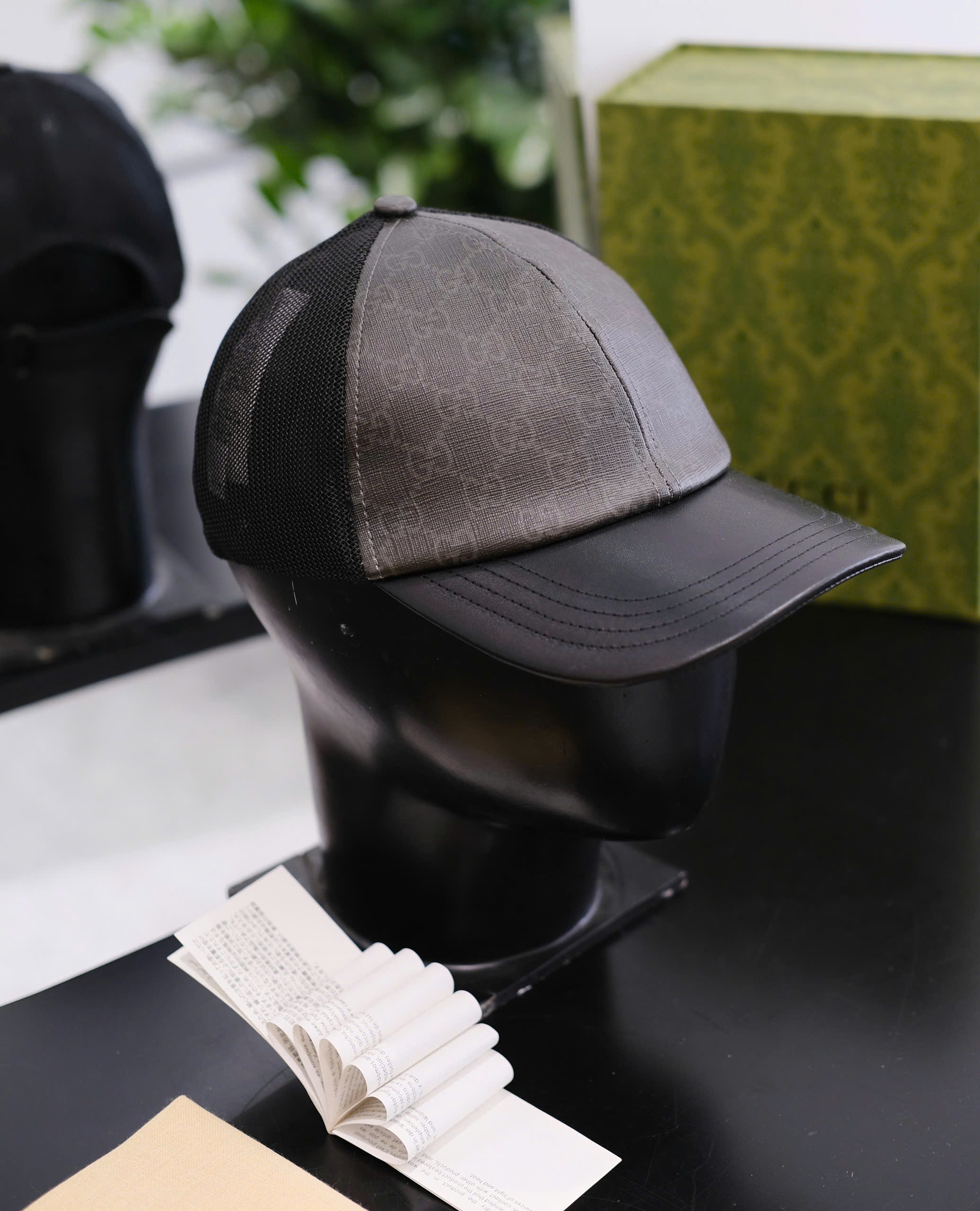 Mũ lưỡi trai nón kết Gucci GC Đen Xám logo vân mix lưới Like Auth DDT
