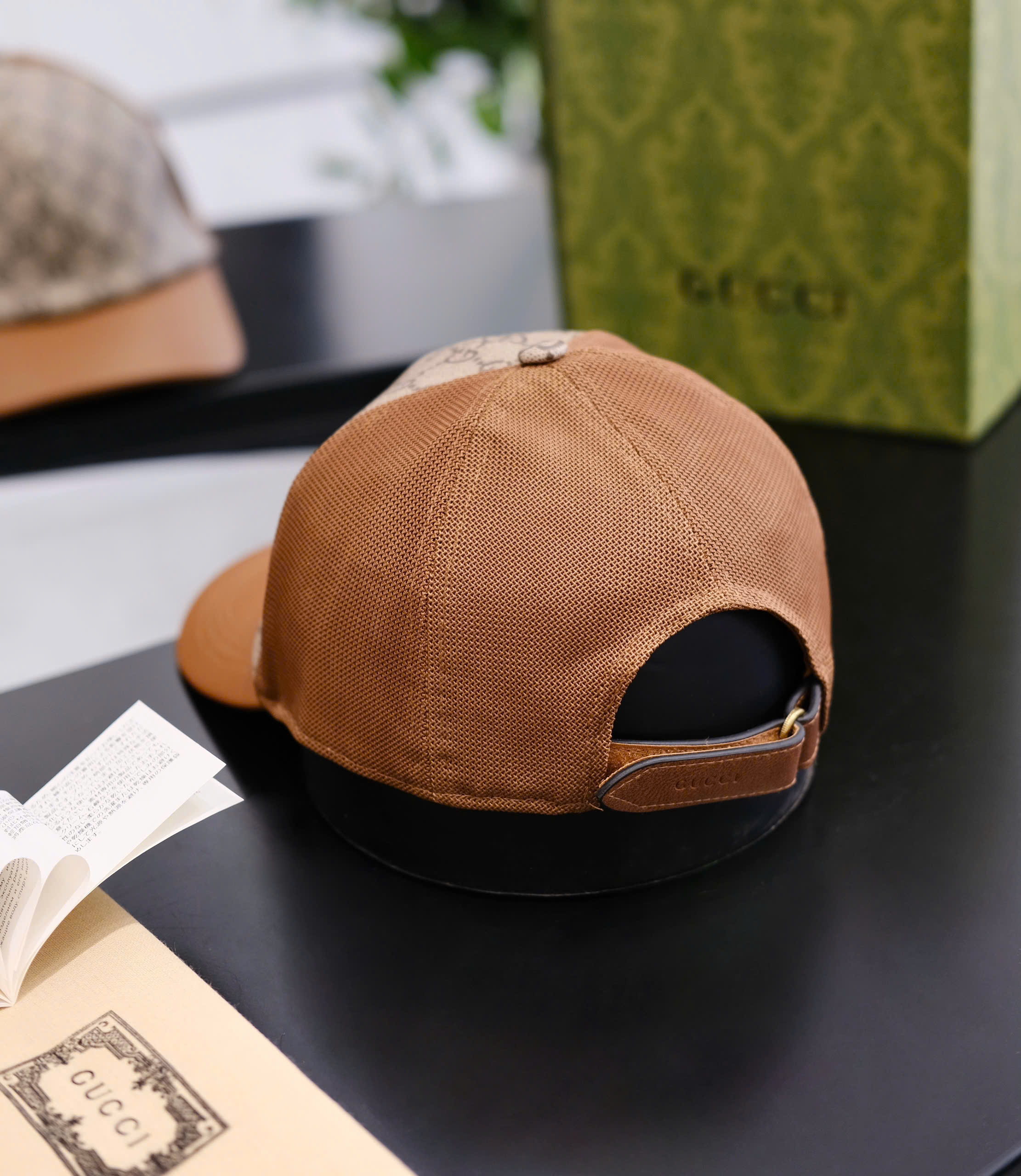 Mũ lưỡi trai nón kết Gucci GC Nâu logo vân mix lưới Like Auth DDT
