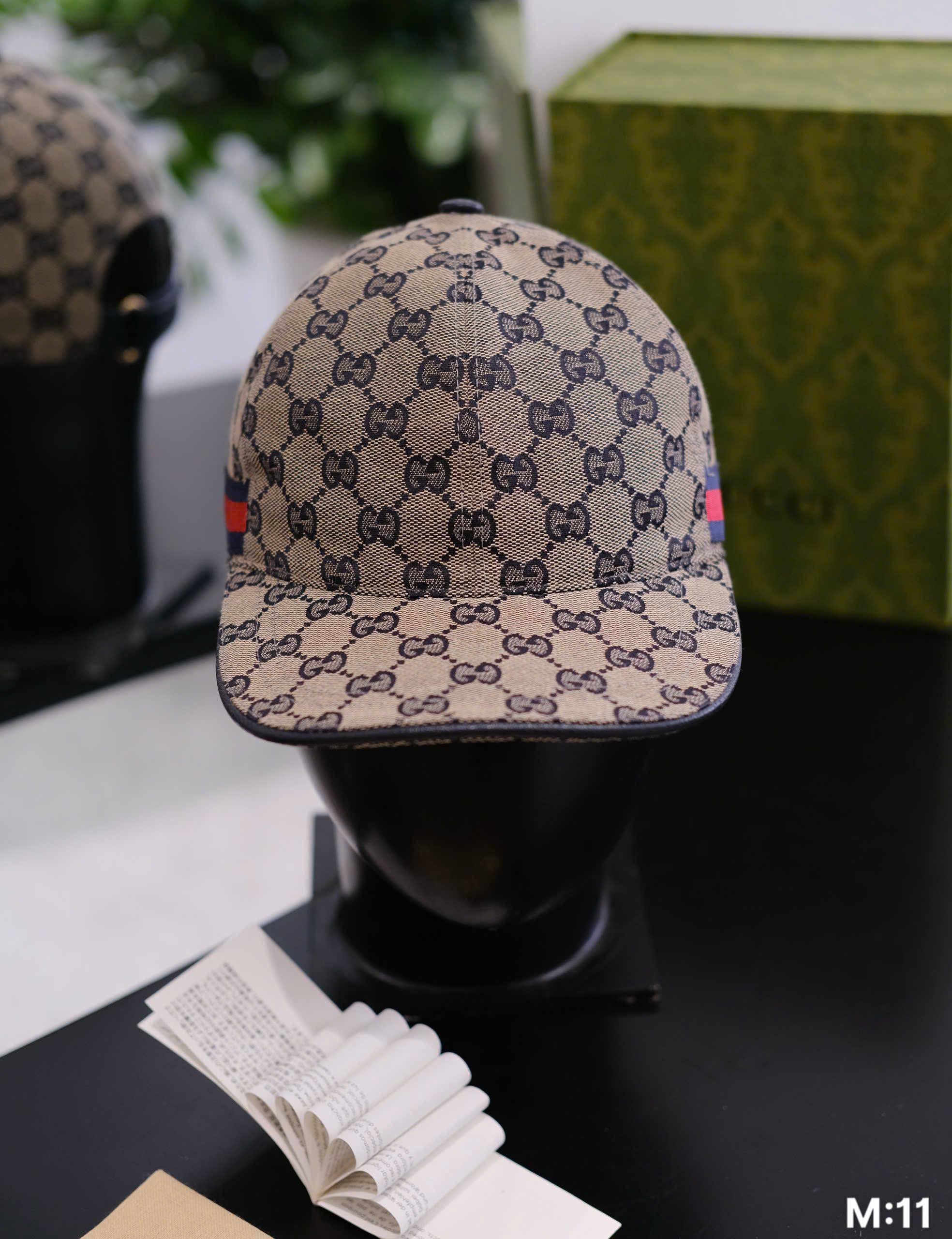 Mũ lưỡi trai nón kết Gucci GC Xanh classic tag kẻ sọc Xanh Đỏ Like Auth DDT