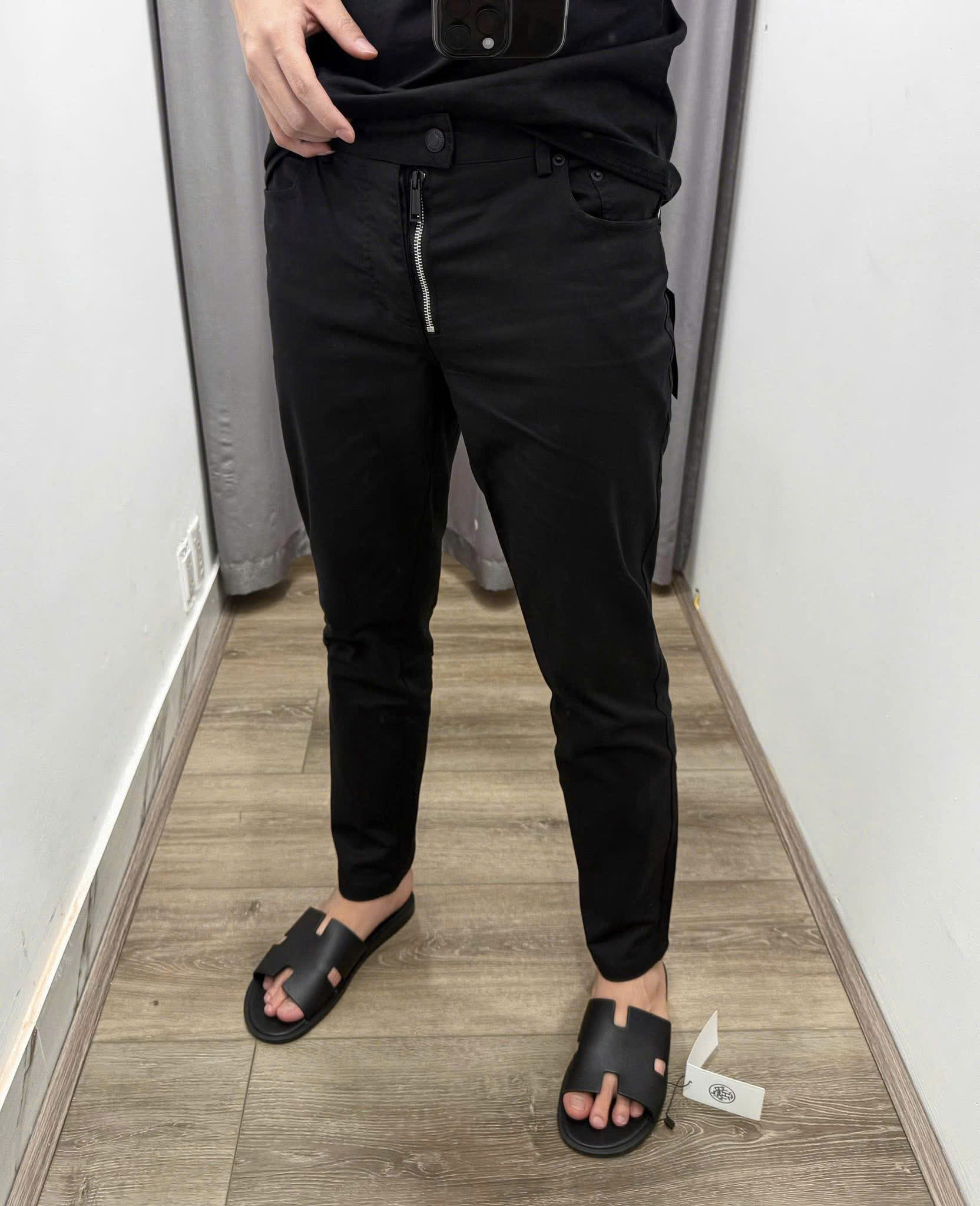 Quân Kaki Dsquared2 DSQ Đen 4 khuy khóa ZIP lệch Like Auth 28-36 DDT