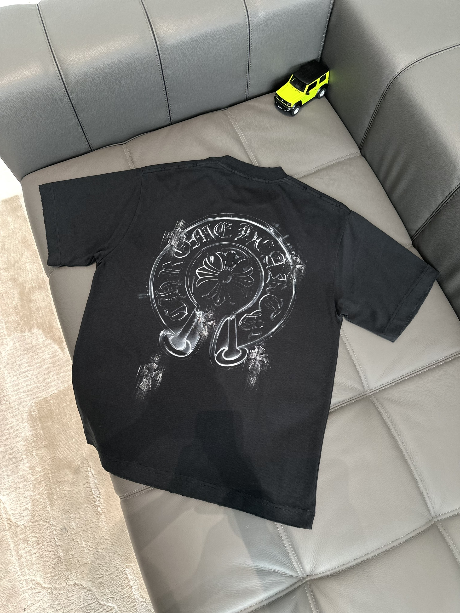 Áo phông T shirt Chrome Heart logo wash chữ thập Like Auth M-XL VTN\Đen
