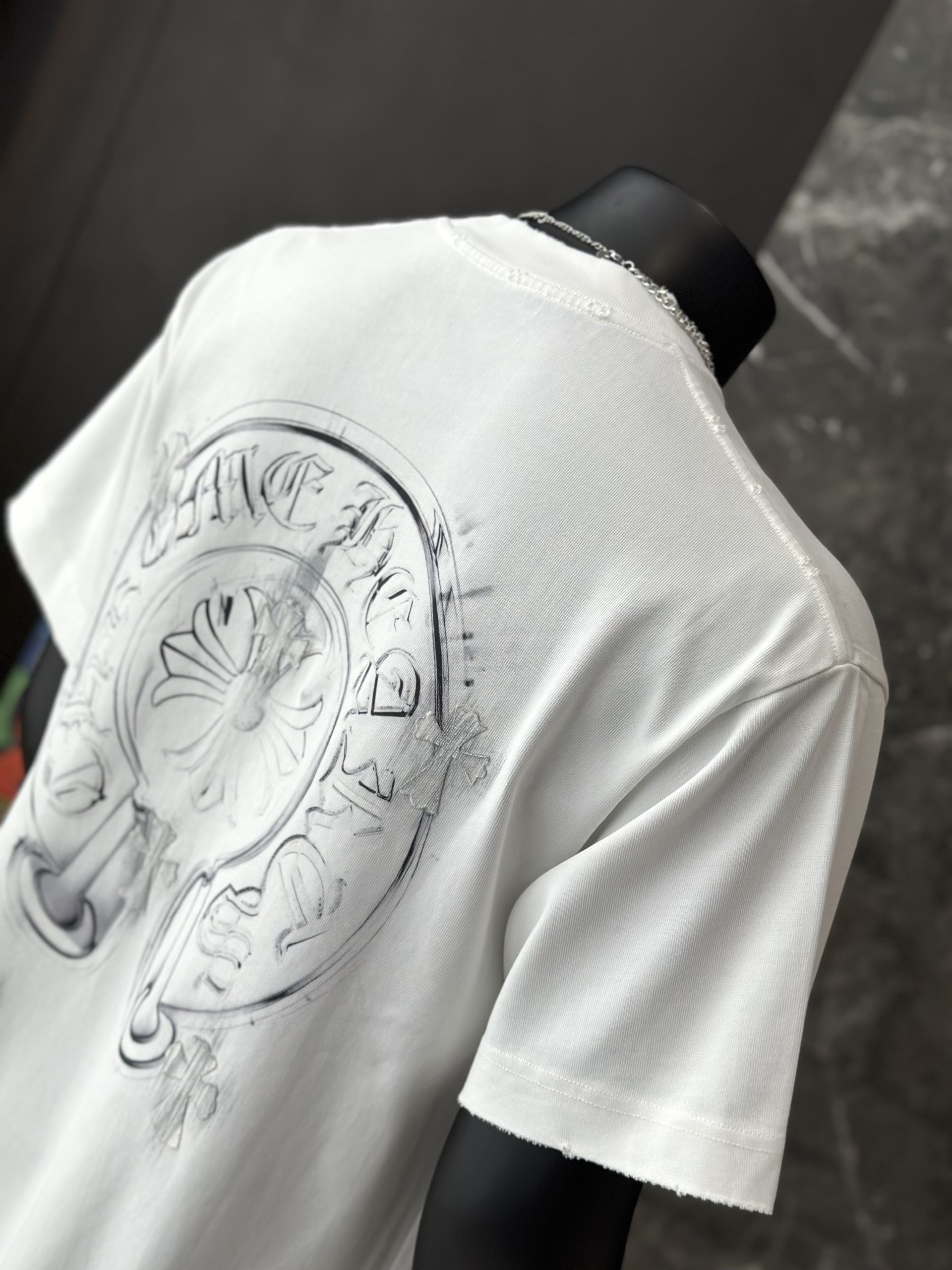 Áo phông T shirt Chrome Heart logo wash chữ thập Like Auth M-XL VTN\TRẮNG