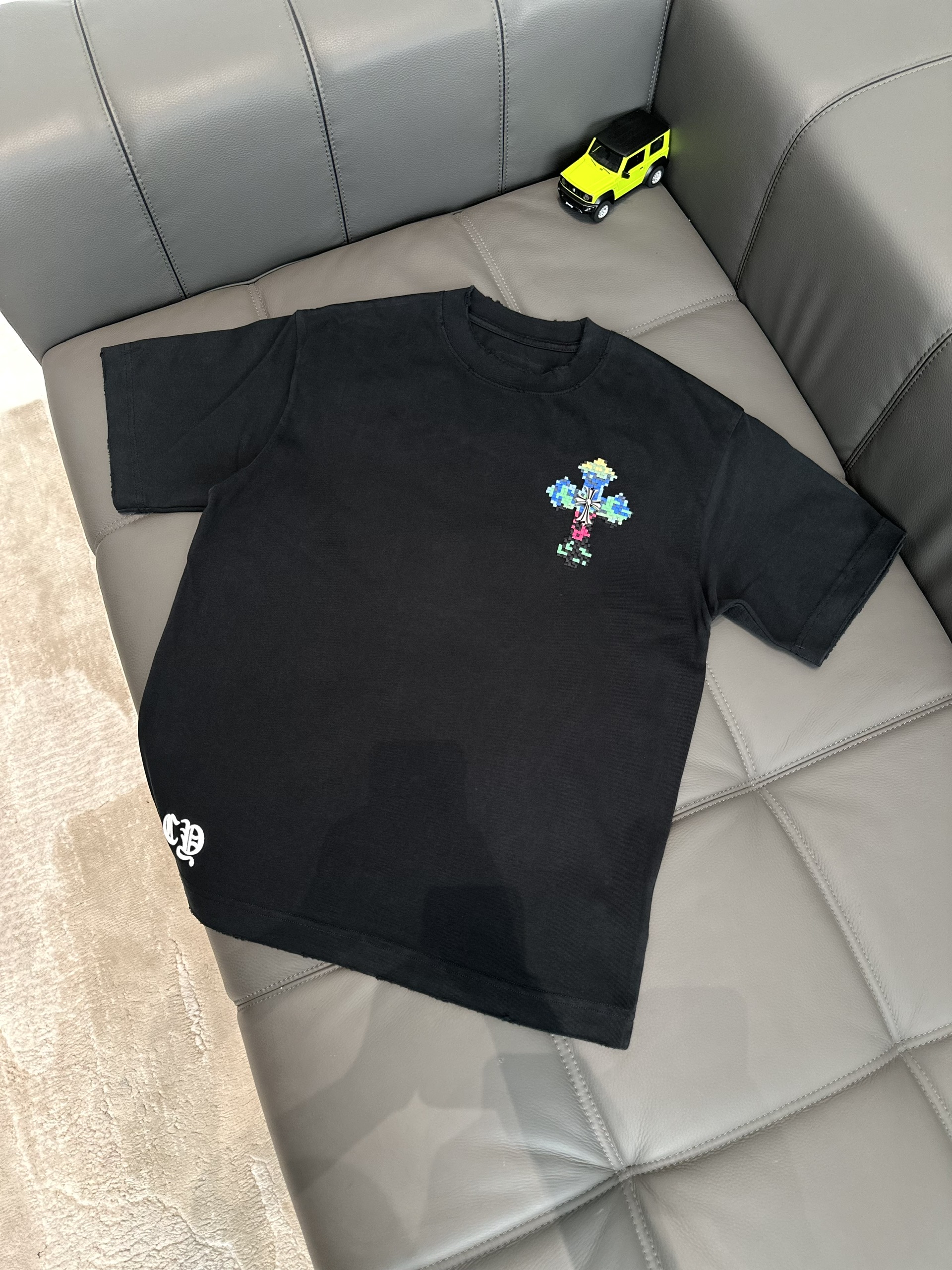 Áo phông T shirt Chrome Heart logo wash chữ thập trước sau Like Auth M-XL VTN\Đen