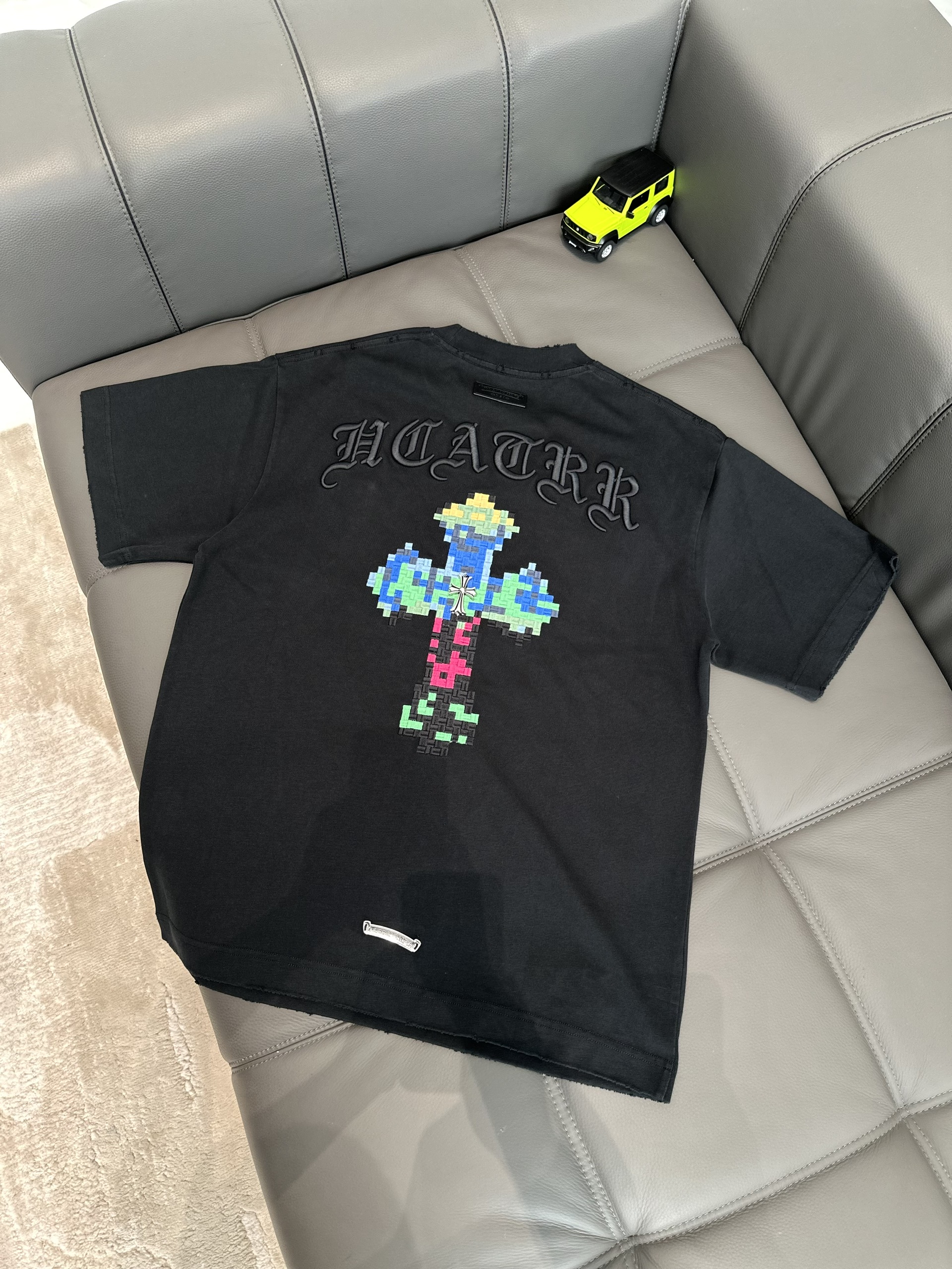 Áo phông T shirt Chrome Heart logo wash chữ thập trước sau Like Auth M-XL VTN\Đen