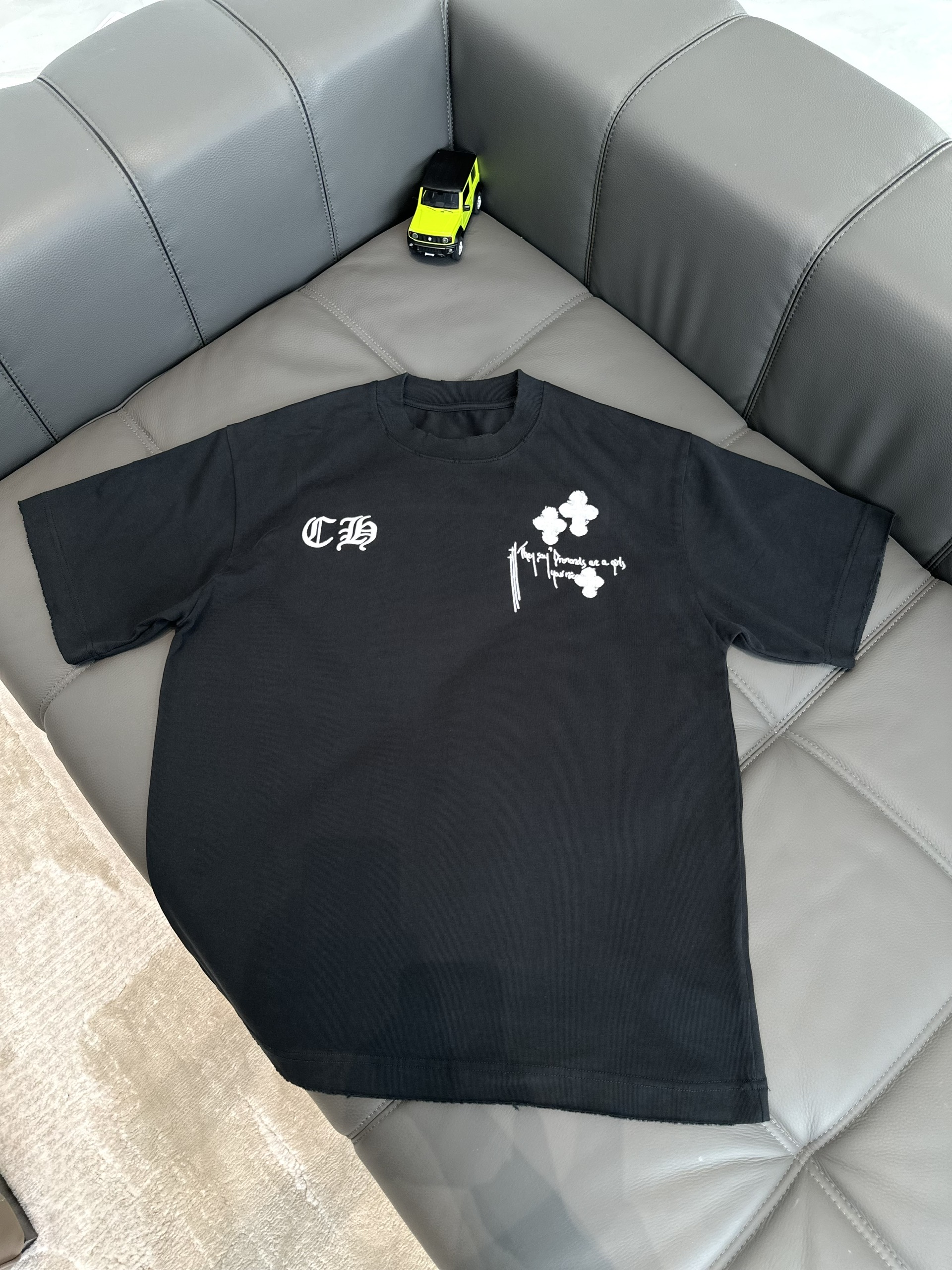 Áo phông T shirt Chrome Heart logo wash trước sau Like Auth M-XL VTN\Đen