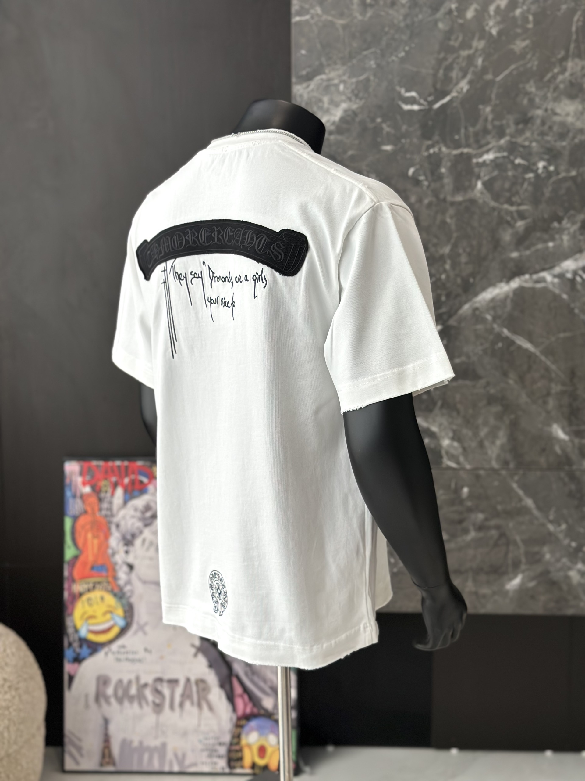 Áo phông T shirt Chrome Heart logo wash trước sau Like Auth M-XL VTN\TRẮNG