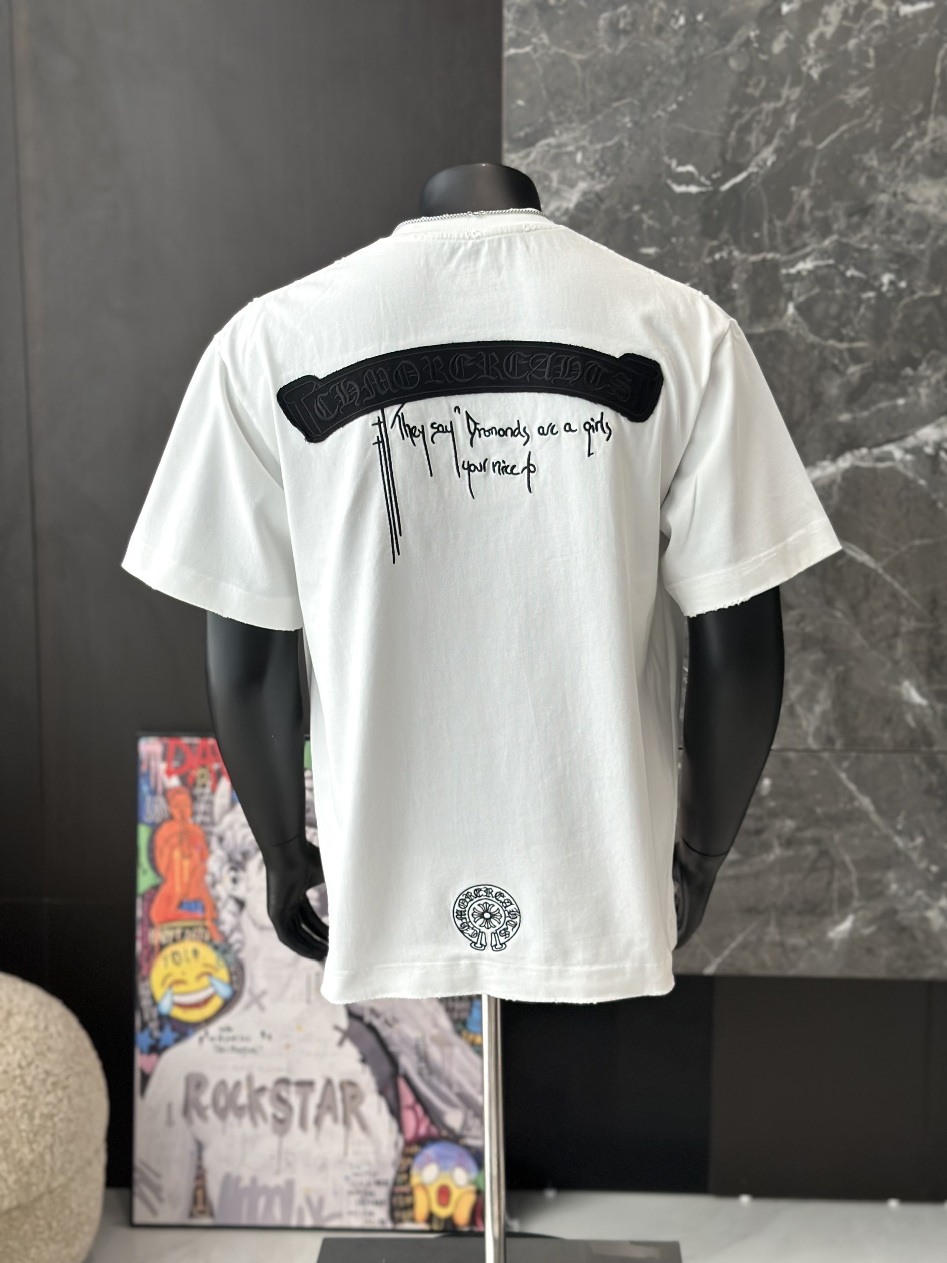 Áo phông T shirt Chrome Heart logo wash trước sau Like Auth M-XL VTN\TRẮNG