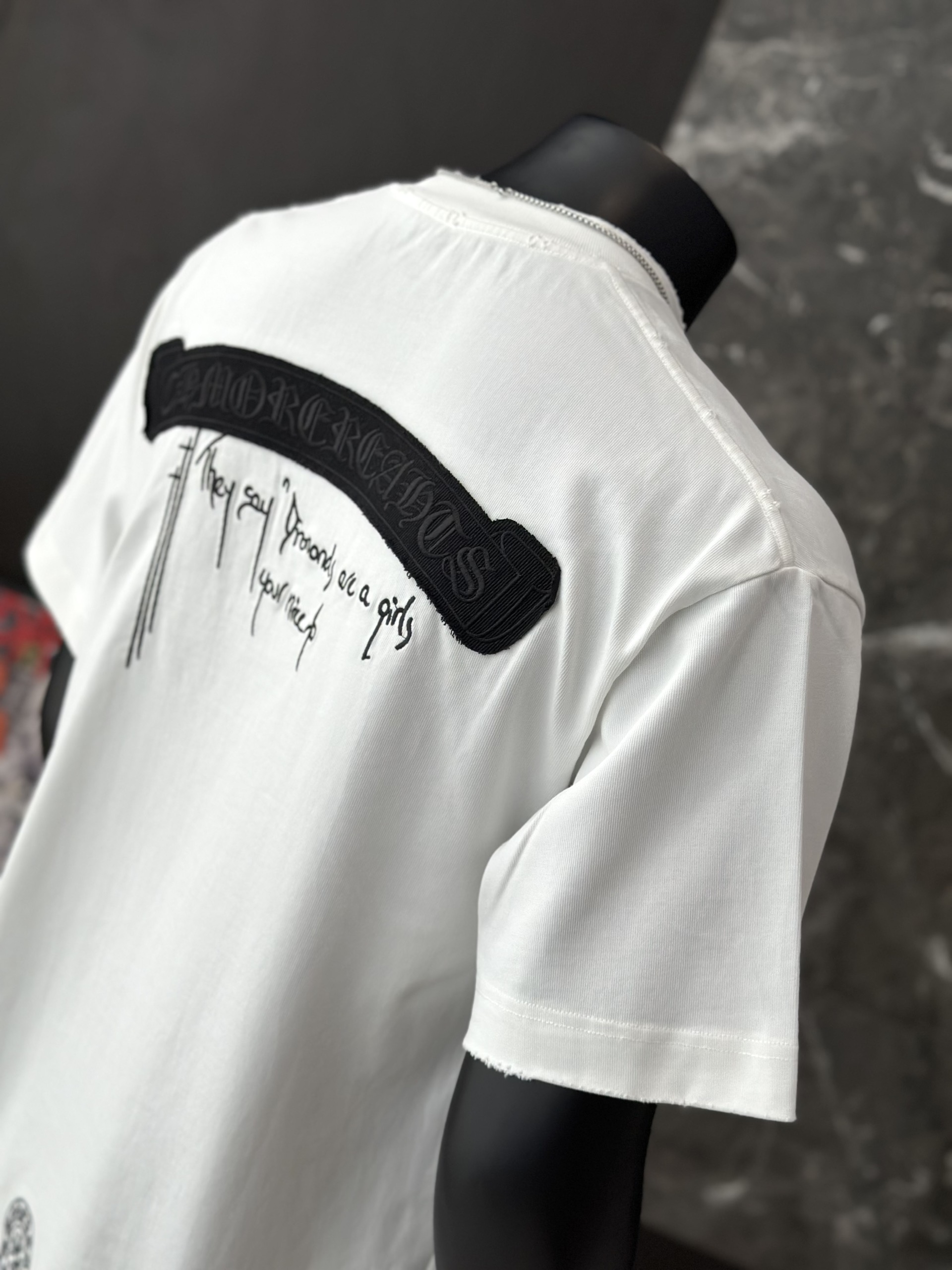 Áo phông T shirt Chrome Heart logo wash trước sau Like Auth M-XL VTN\TRẮNG