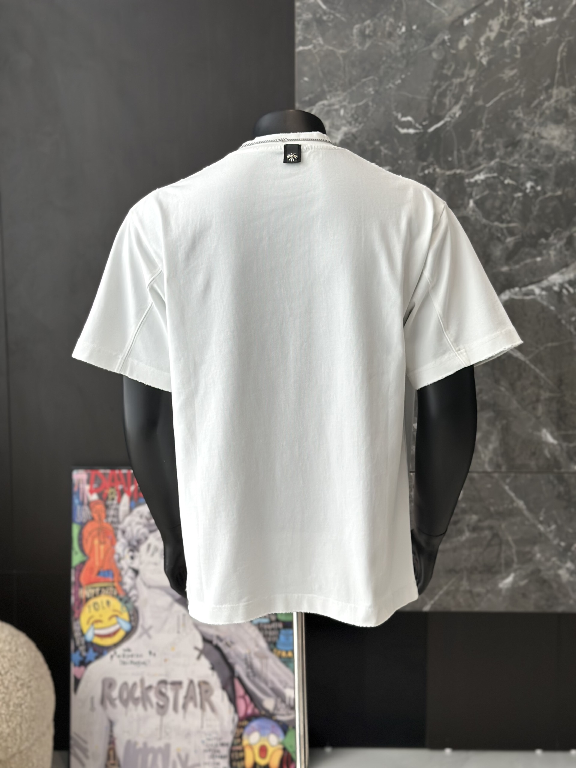 Áo phông T shirt Chrome Heart Trắng nhiều chữ thập wash Like Auth M-XL VTN